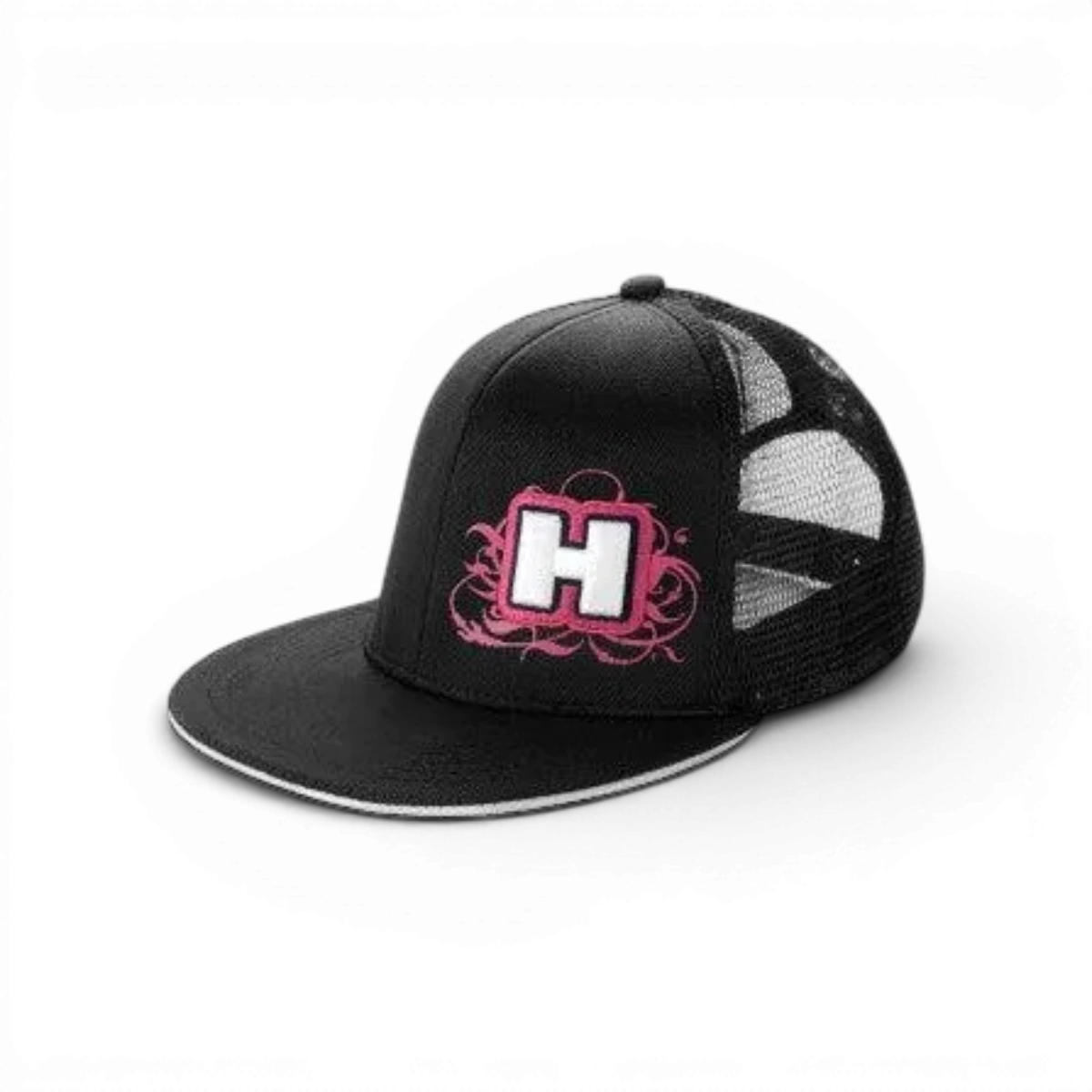 Casquette trucker noire Hudy, style casual avec logo brodé, vue de face sur fond neutre.