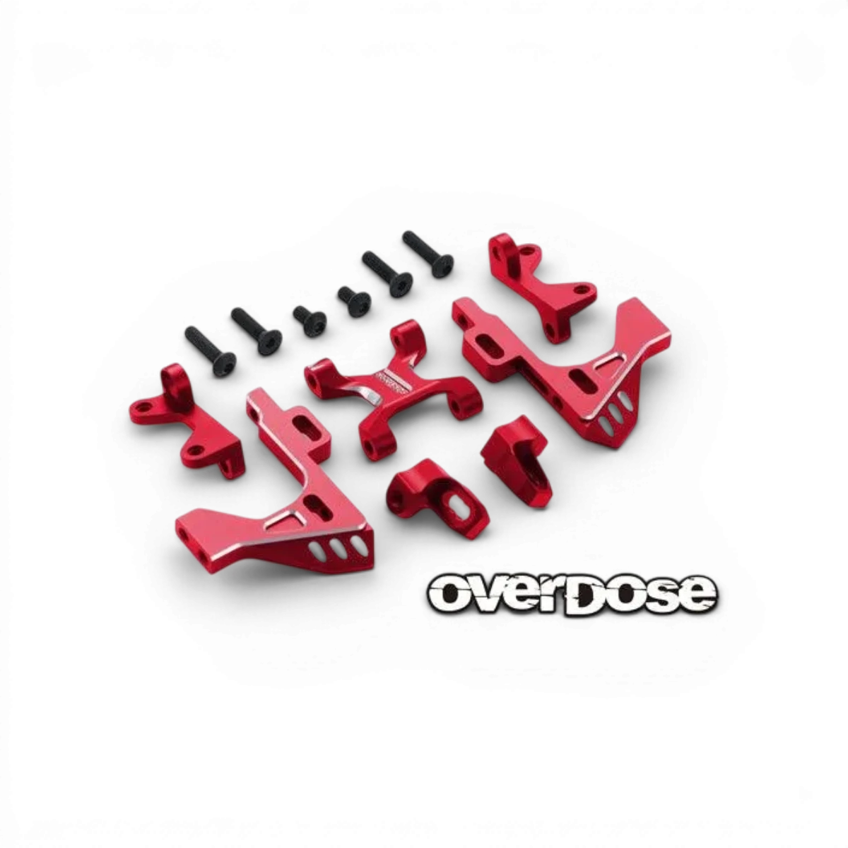 Cellule avant en aluminium V3 pour voiture de drift Overdose, pièce détachée robuste avec fixation précise.