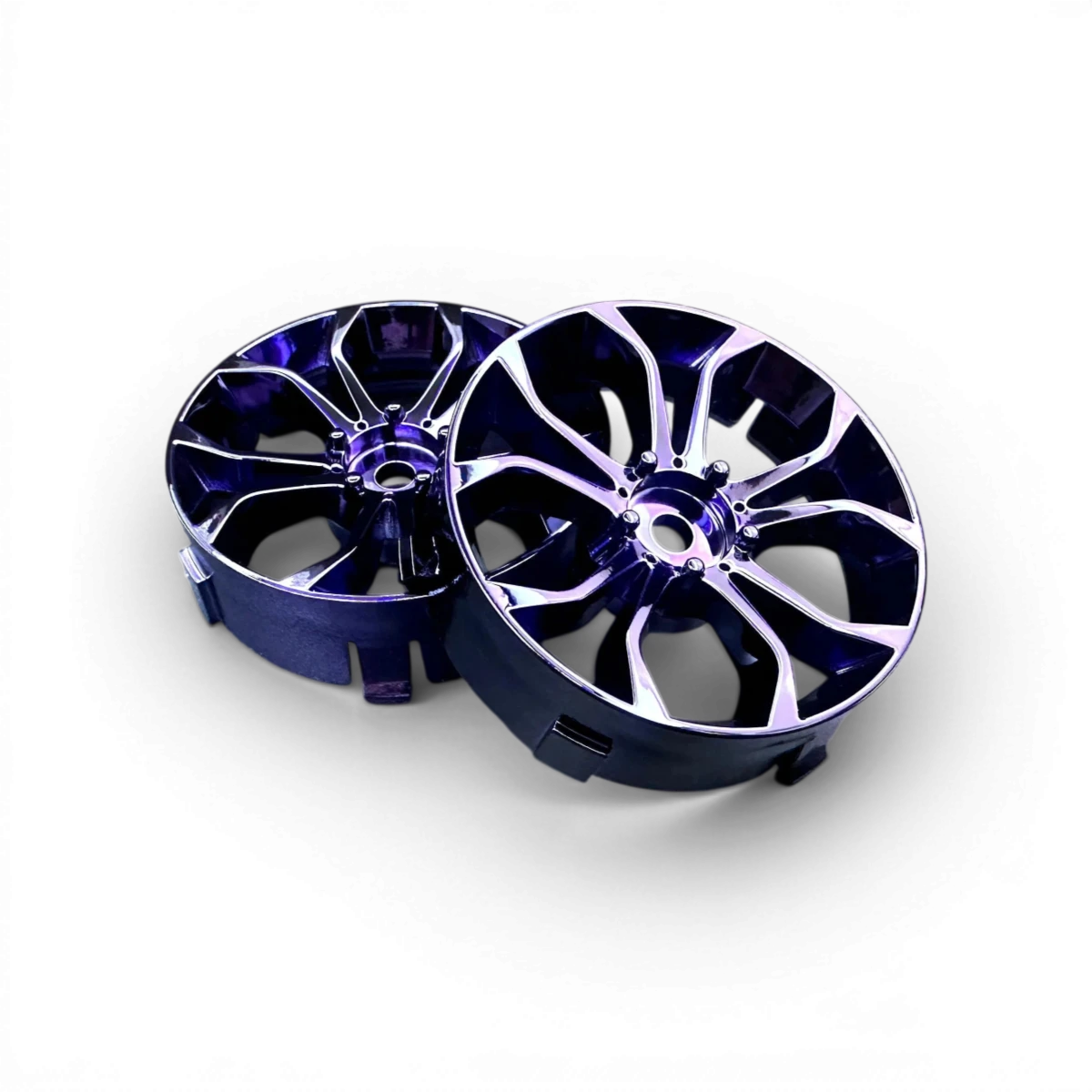 Roues Tetsujin Centre Deep Spyder Violet en coton, avec design de roue profonde et détails colorés.