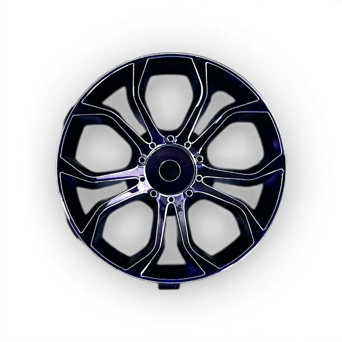Roues Tetsujin Centre Deep Spyder Violet en coton, design détaillé, avec motif en forme d'araignée centrale.