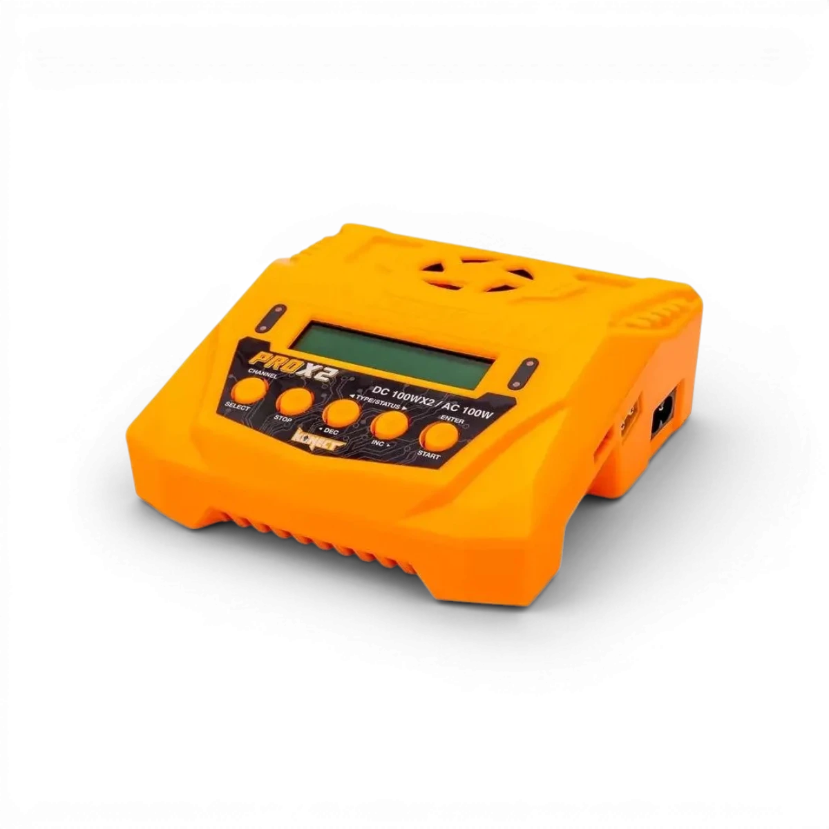 Chargeur électronique Konect 200W Pro X2 avec deux sorties de 100W, conçu pour charger rapidement divers appareils.