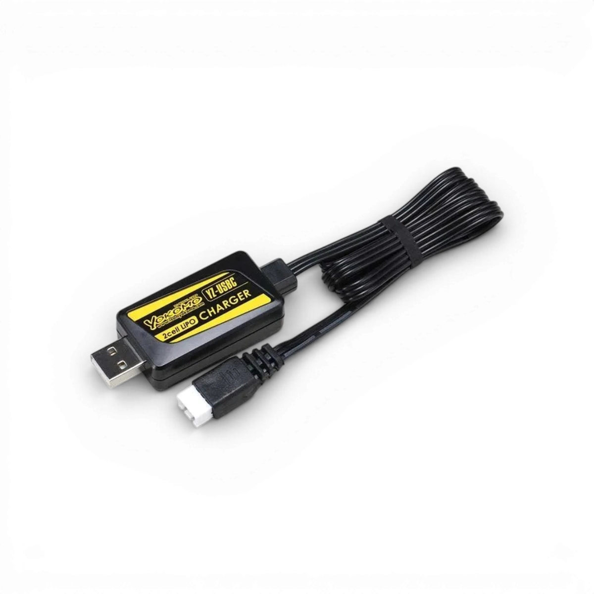 Chargeur USB pour batteries Lipo 2A de la marque Team Yokomo, appareil électronique compact pour la recharge de batteries.
