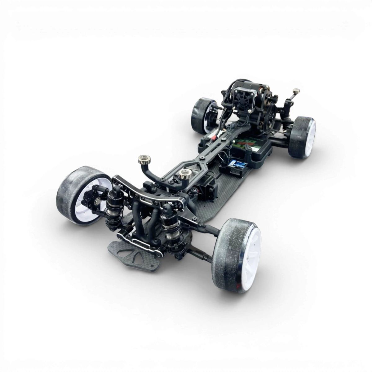 Châssis de conversion Topline RD2.0 V1 pour voiture RC Drift, cadre en plastique noir avec composants métalliques.