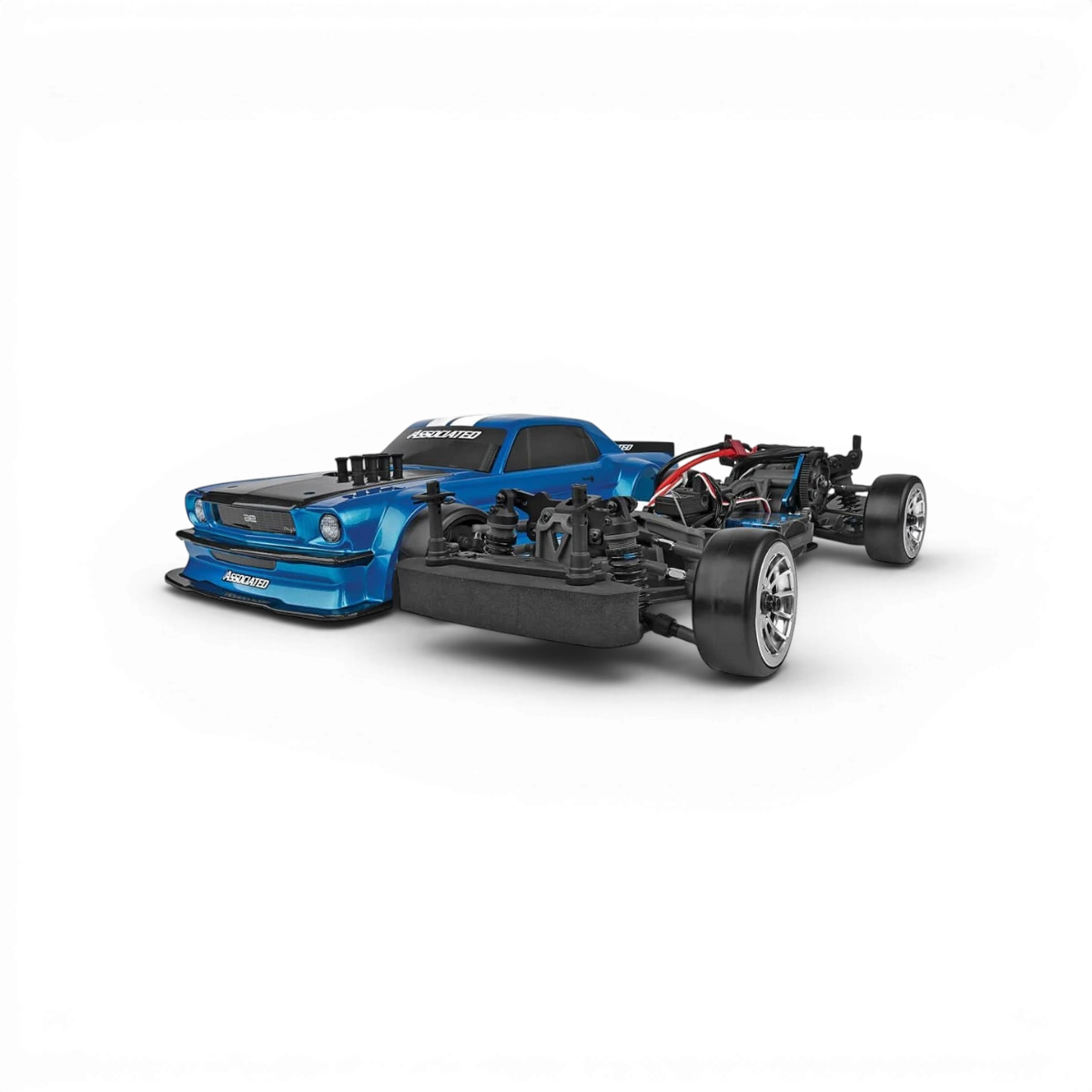 Châssis drift DC10 RTR de DriftParadiZ, prêt à rouler, avec détails en plastique noir et composants pour voiture RC de drift.