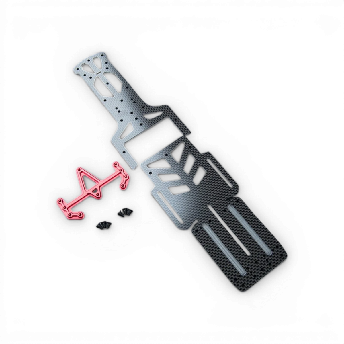 Châssis inférieur en carbone allégé pour RMX 4 avec empattement réglable, pièce détachée de Max Speed Technology.