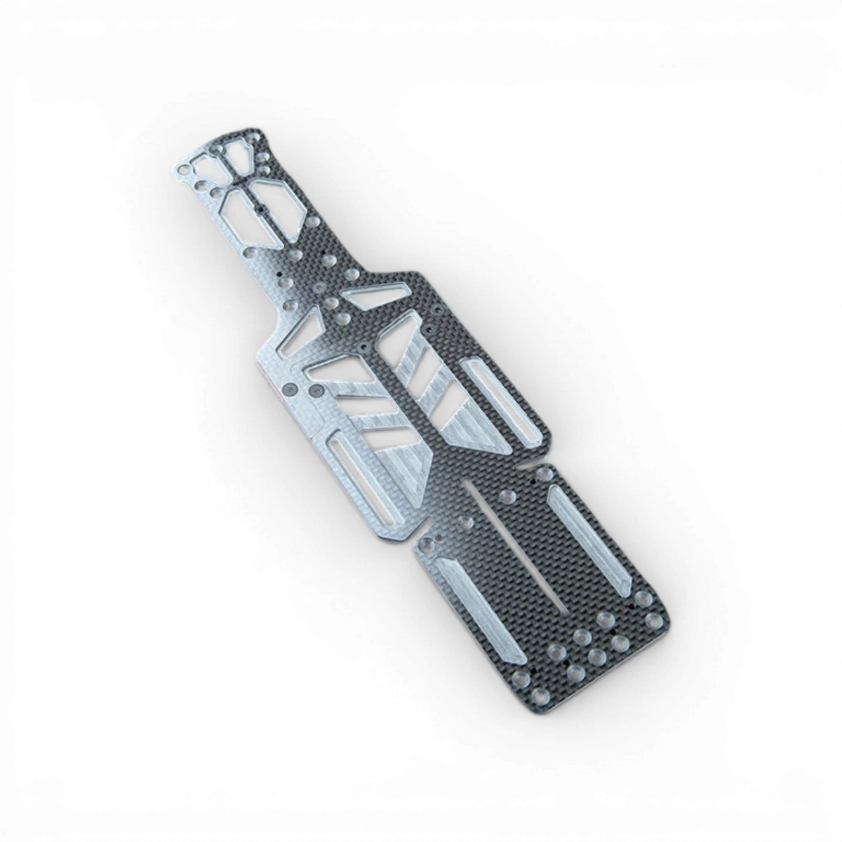 Châssis inférieur en carbone allégé pour RMX 4 avec empattement réglable, pièce détachée de Max Speed Technology.