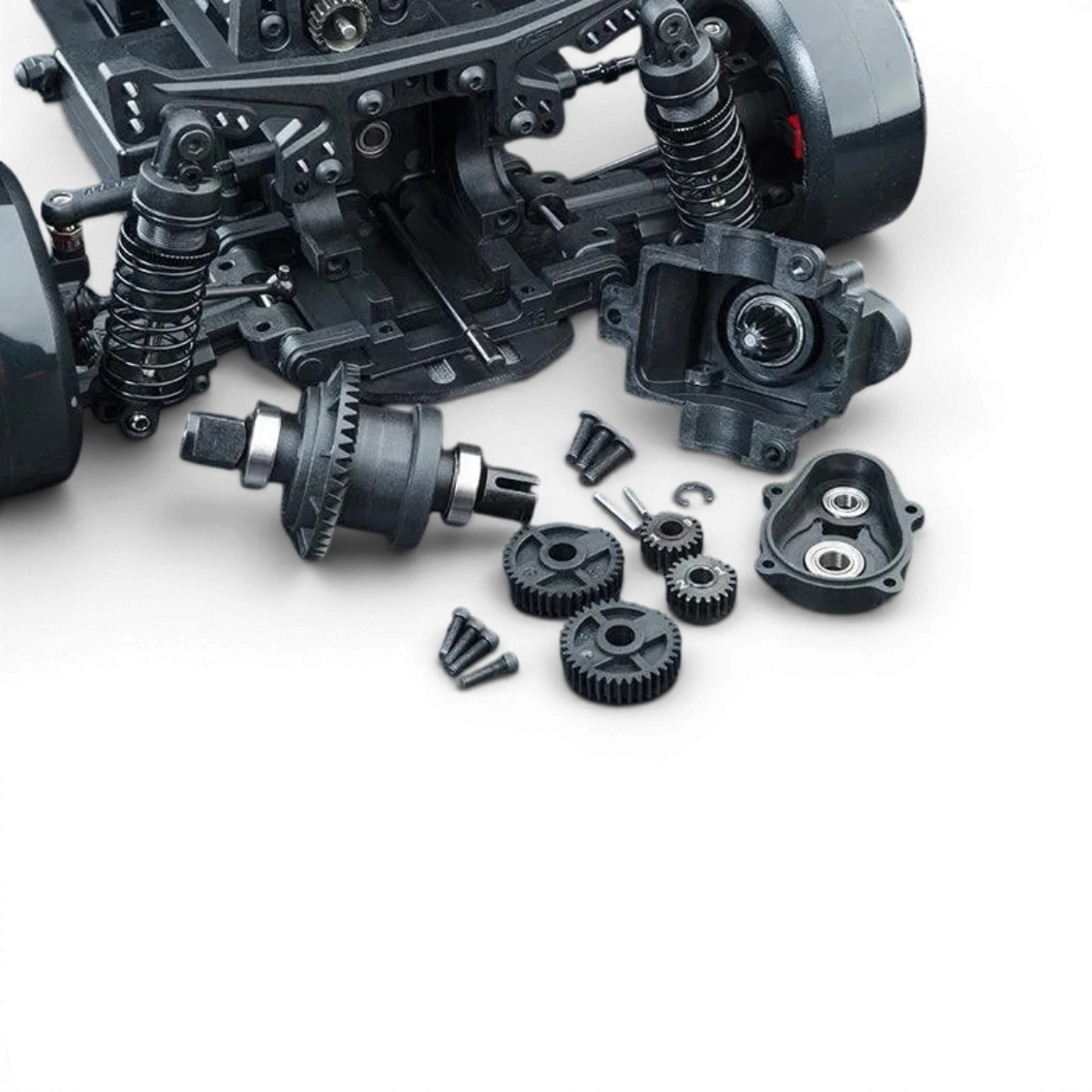Châssis kit MRX S 1/10 2WD de Max Speed Technology, vue du châssis et composants pour voiture radiocommandée.