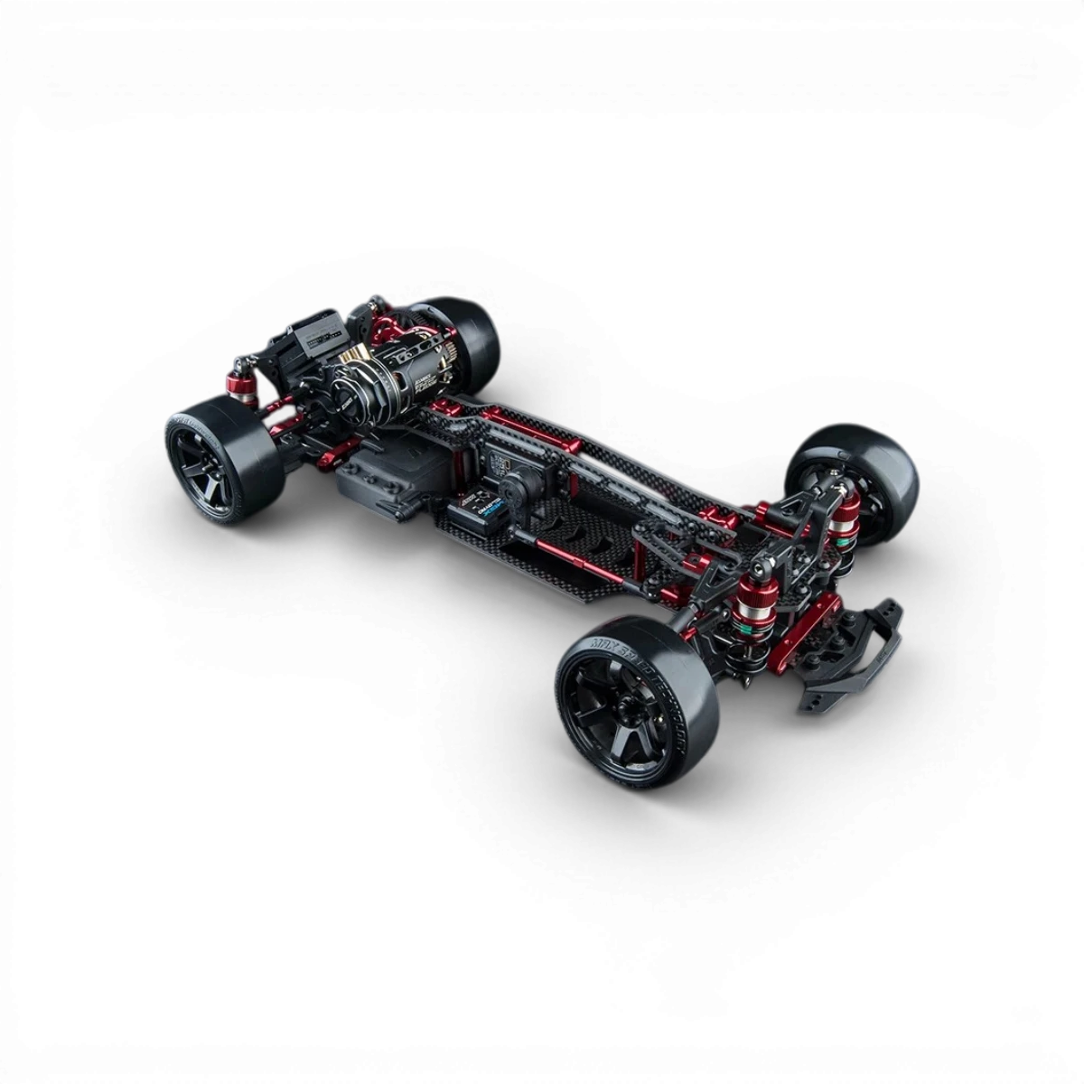 Châssis RC Drift RMX 4 GT Kit de compétition 1/10 de Max Speed Technology, chassis en plastique noir avec composants métalliques.