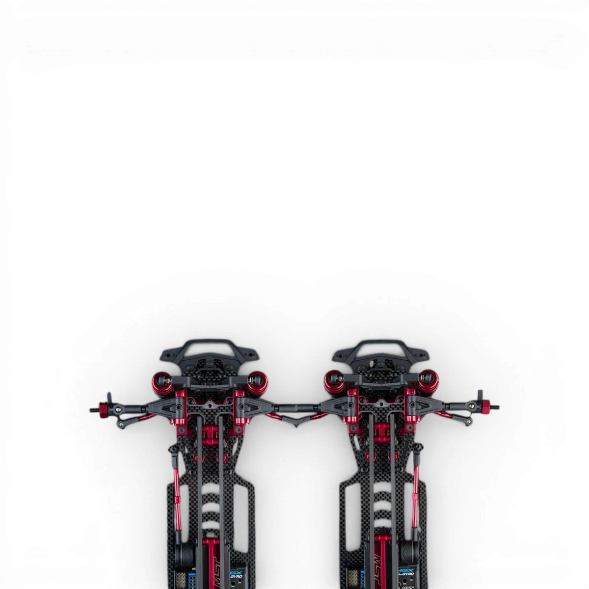 Châssis RC Drift Max Speed Technology RMX 4 GT Kit RWD pour compétition 1/10, vue en gros plan avec détails du châssis.
