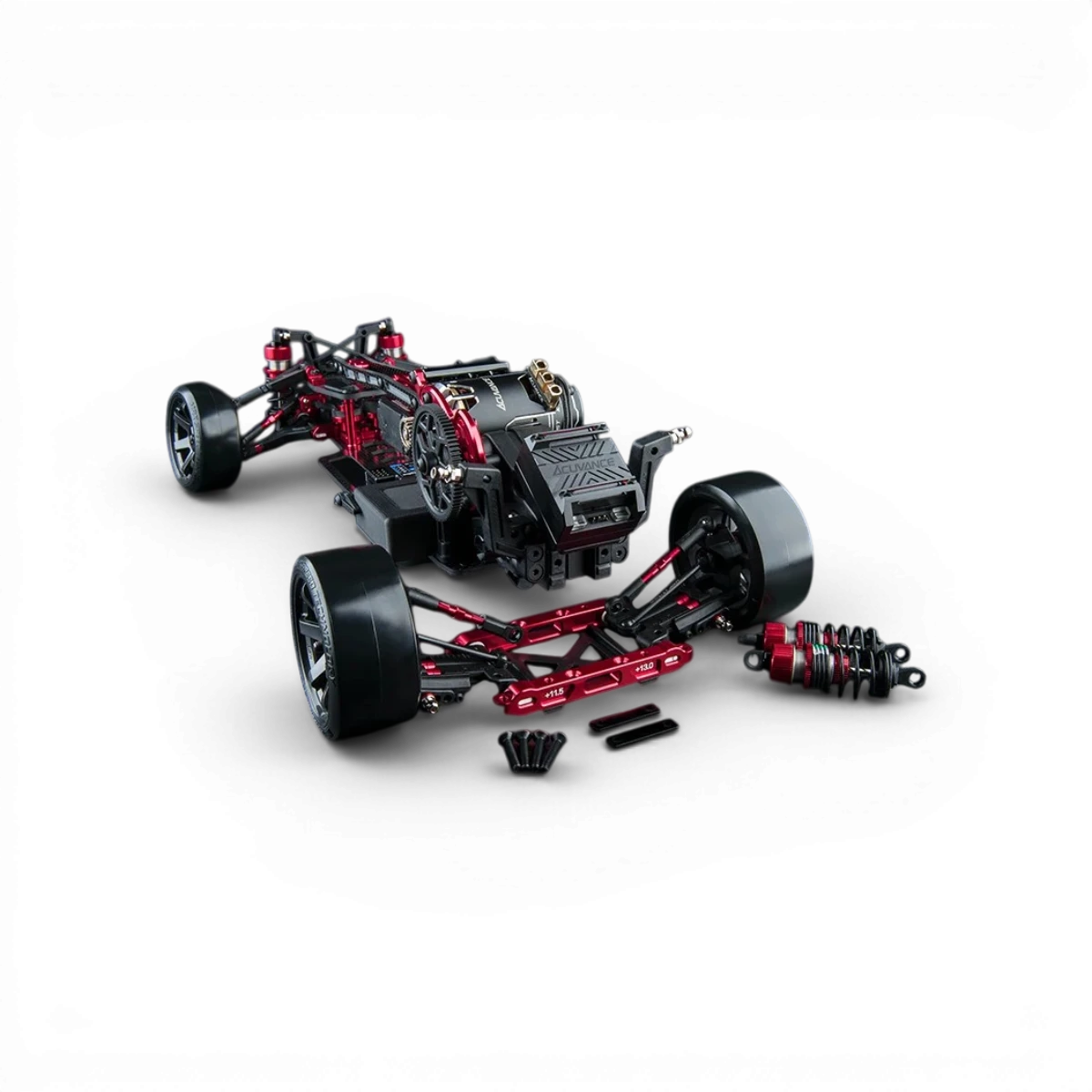 Châssis RC Drift RMX 4 GT Max Speed Technology pour voiture 1/10, RWD, pour compétition, en plastique noir avec composants visibles