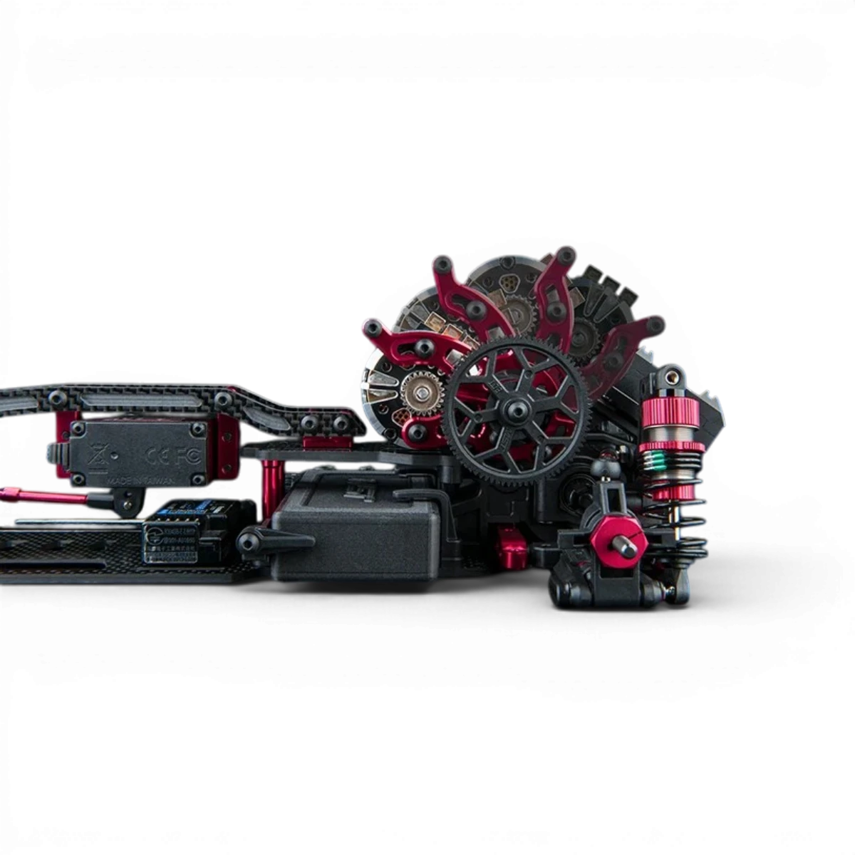Châssis RMX 4 GT Kit Drift RWD Max Speed Technology pour voiture RC 1/10, vue de face avec composants visibles.