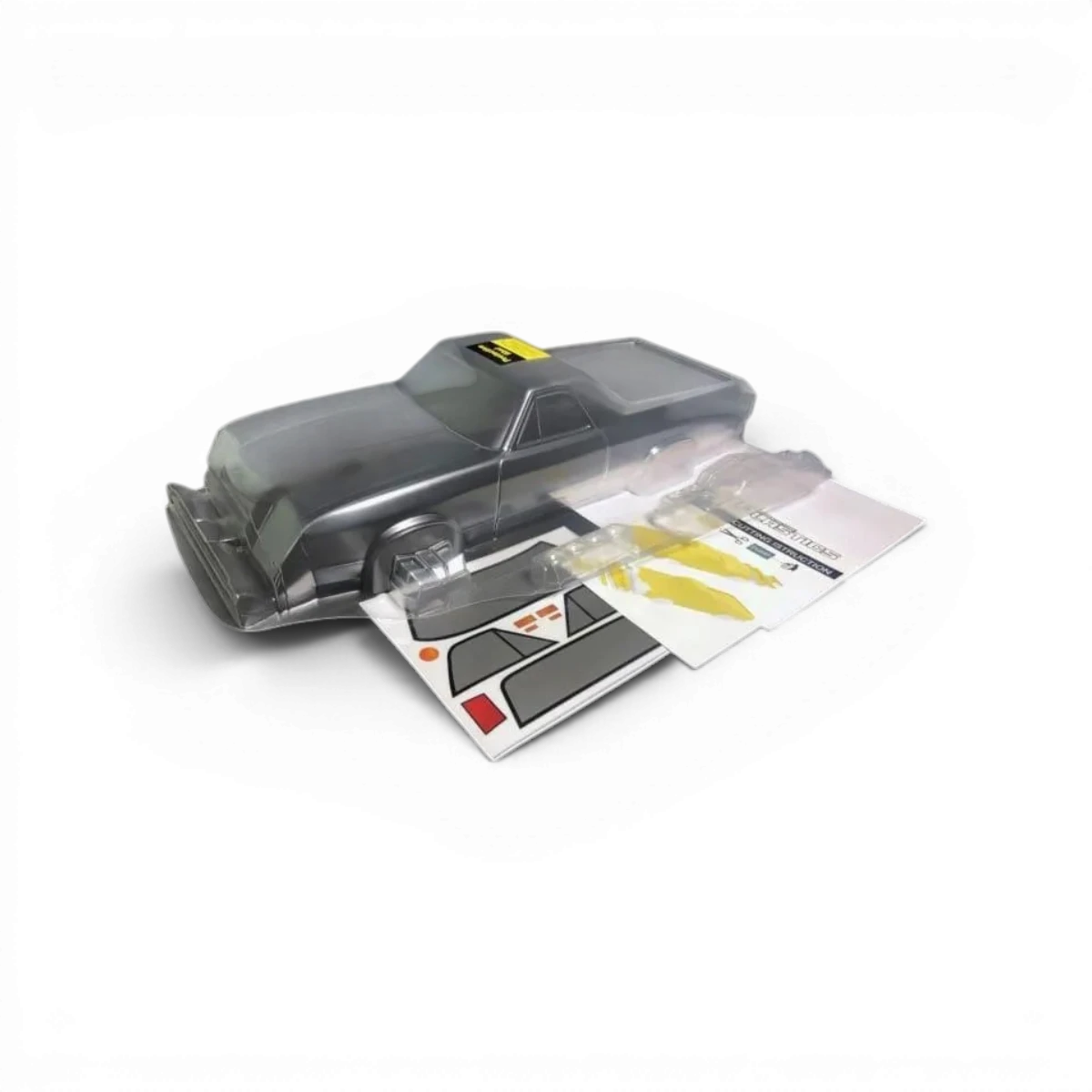 Modèle de carrosserie Chevrolet El Camino 70 pour voiture RC, fabriqué par Aplastics RC, vue en gros plan sur la carrosserie.