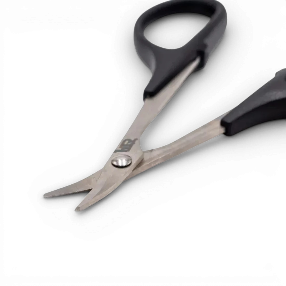 Ciseaux Lexan pour carrosserie courbe HOBBYTECH, outil de coupe précis pour modélisme et carrosserie en plastique.