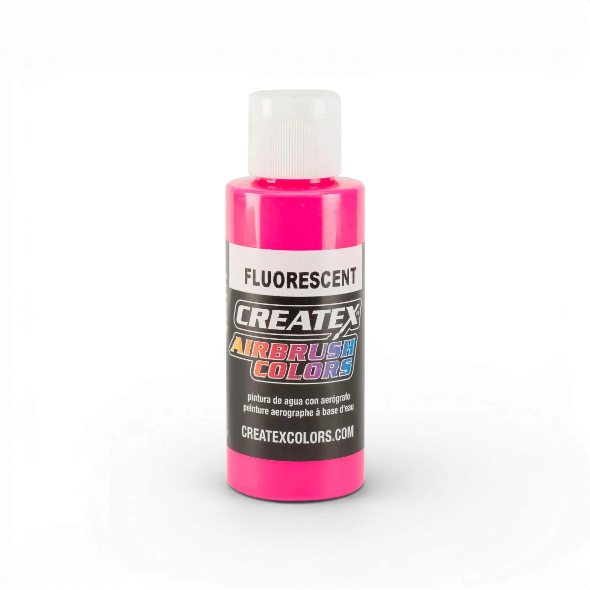 Tubes fluorescents roses de la marque Createx Colors pour peinture artistique, couleurs vives et éclatantes.