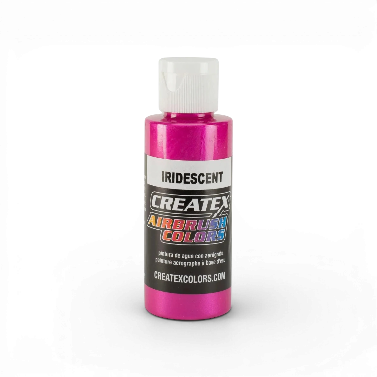 Peinture iridescente classique Fuchsia de Createx Colors, bouteille de 118 ml avec fini brillant et effet iridescent.