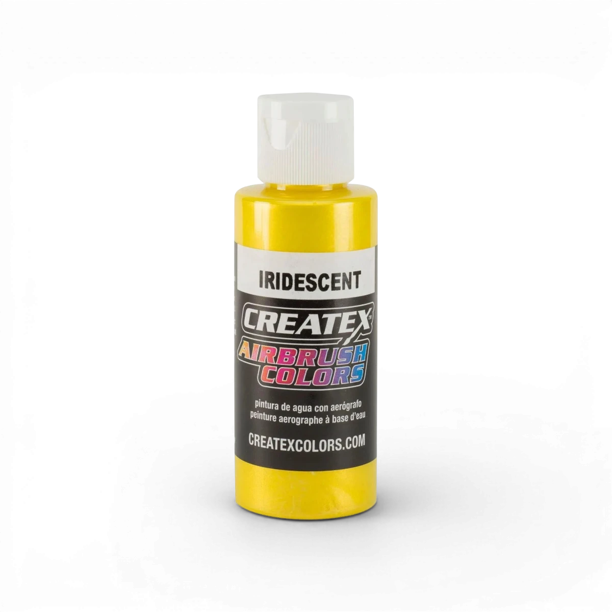 Peinture iridescente classique jaune de Createx Colors, pot de couleur brillante avec fini iridescent.