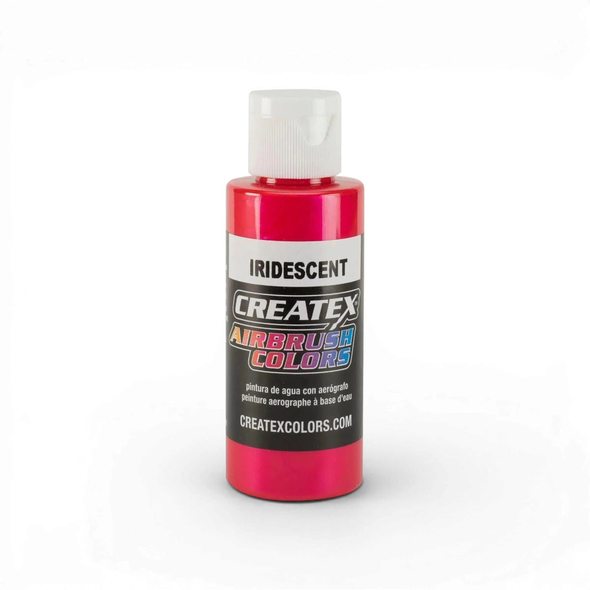 Peinture acrylique iridescente rouge classique Createx Colors, flacon de 118 ml avec étiquette colorée.