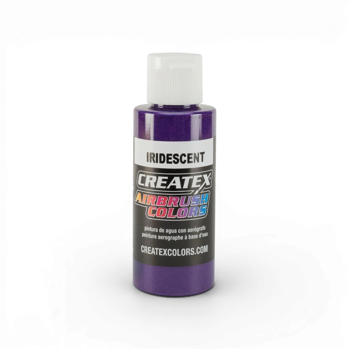 Peinture iridescente classique violet Createx Colors avec fini brillant et effet lumineux, vue rapprochée en gros plan.