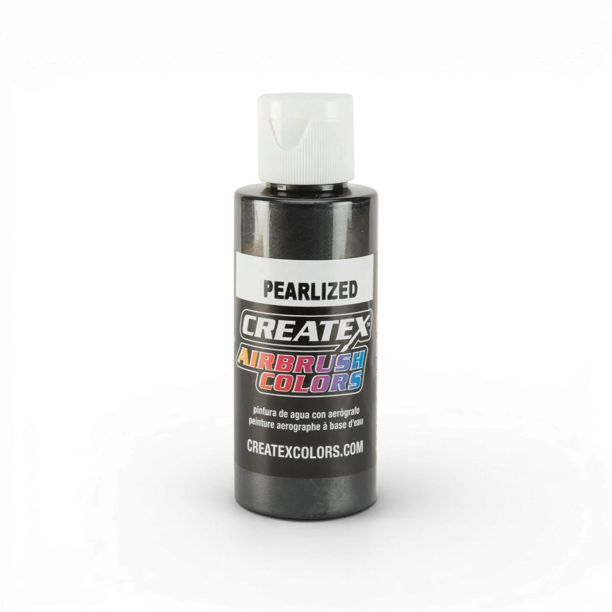 Aérosol de peinture Classic Perlized Noir de Createx Colors, avec une finition perlée noire brillante.
