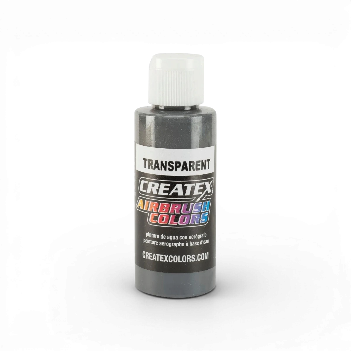 Peinture transparente classique gris moyen de la marque Createx Colors, tube de peinture visible dans l'image.