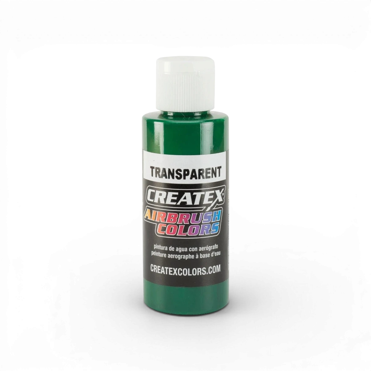 Aquarelle transparente verte brillante Createx Colors, idéale pour des effets lumineux et colorés sur différentes surfaces.