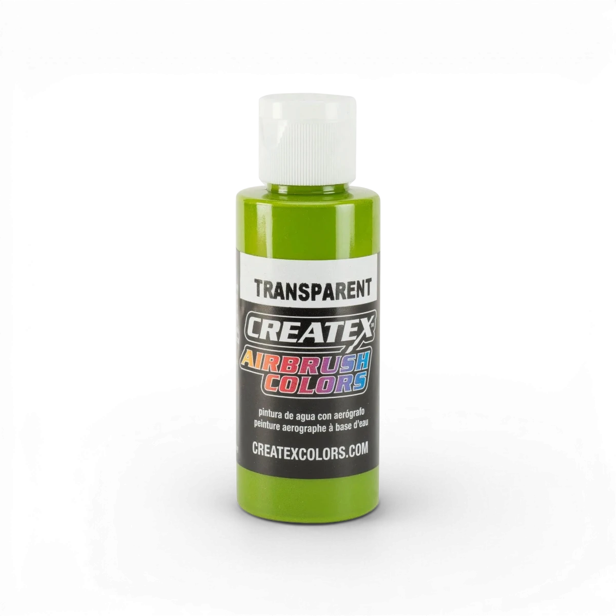 Aquarelle transparente Vert Feuille Createx Colors, tube de peinture à l'eau avec couleur vert feuille, vue en gros plan.