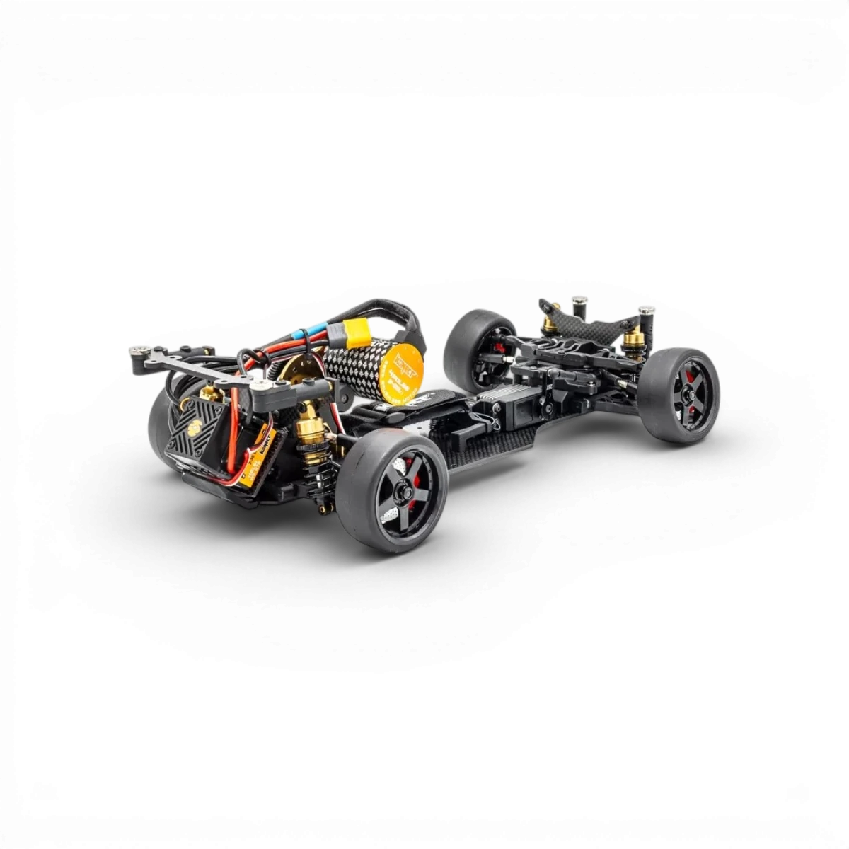 Kit combo Over-D10 Drift 1/10ème HOBBYTECH avec pièces et accessoires pour voiture RC drift, vue détaillée du contenu du kit.