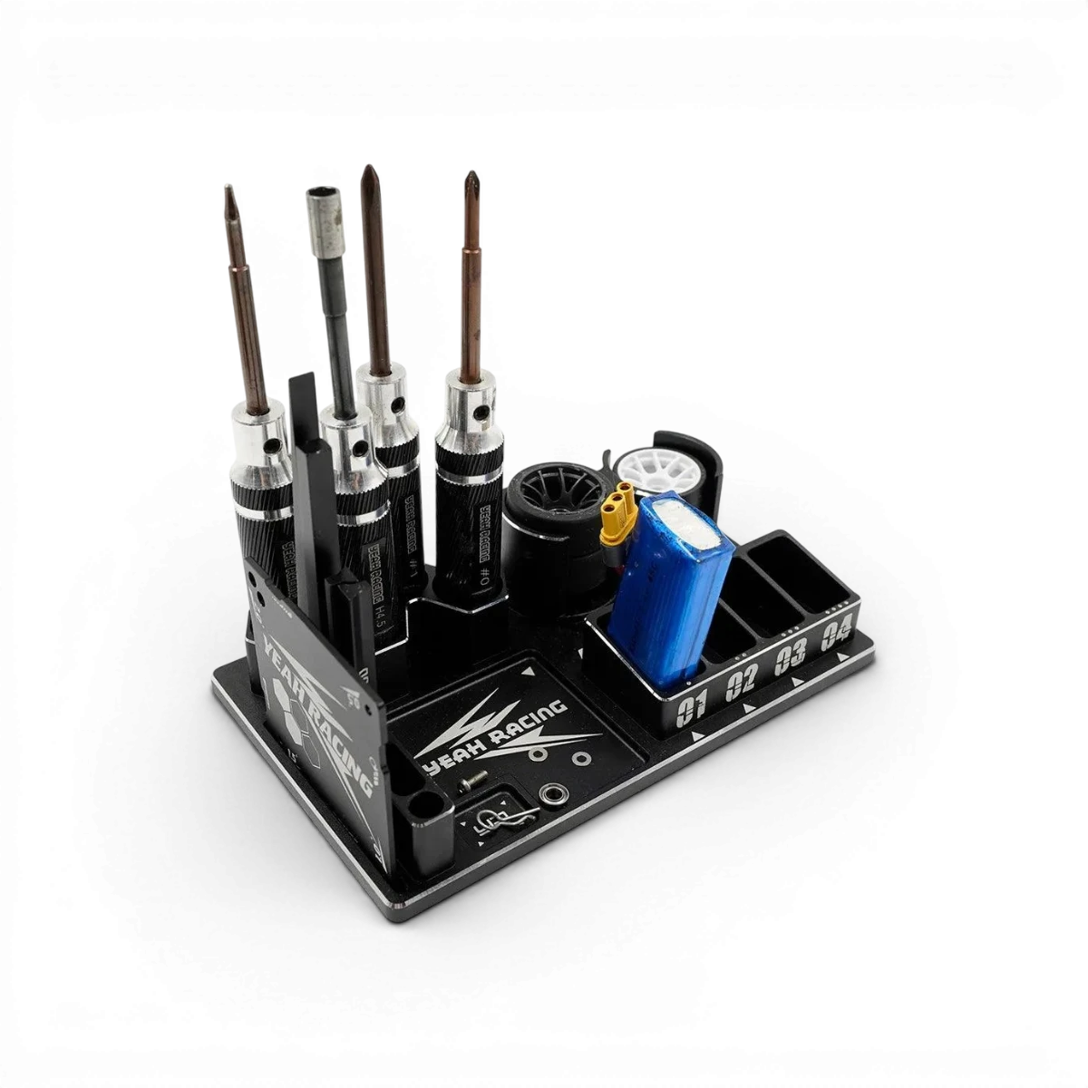 Coupelle multi-usage en aluminium de la marque Yeah Racing, accessoire robuste pour diverses applications.