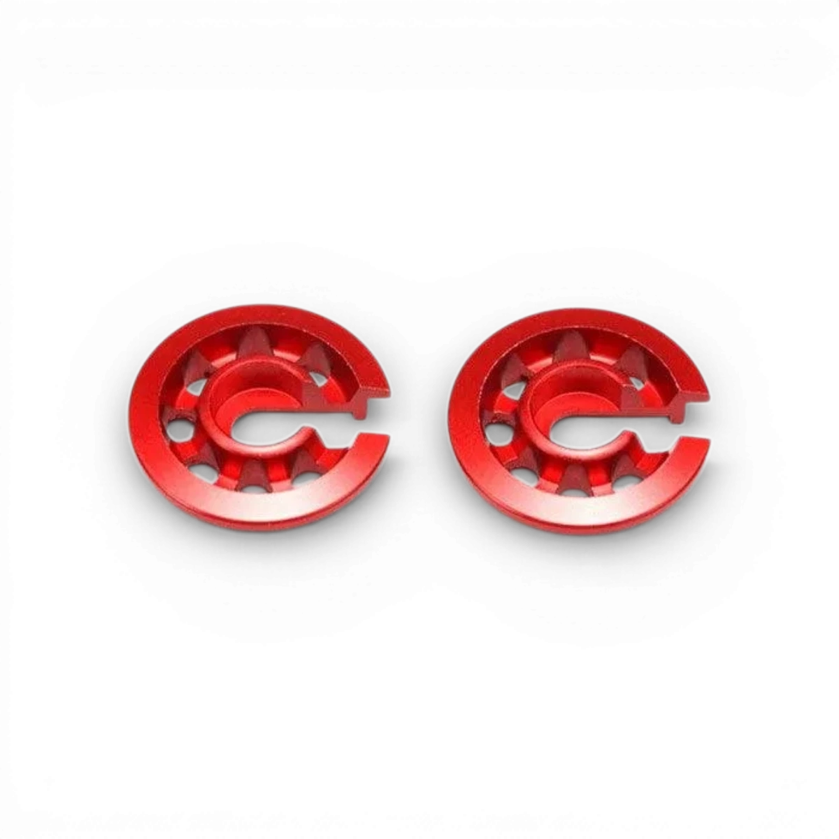 Coupelles ressorts avant Bigbore rouges pour voiture RC, pièce détachée de la marque Team Yokomo, visible en détail.