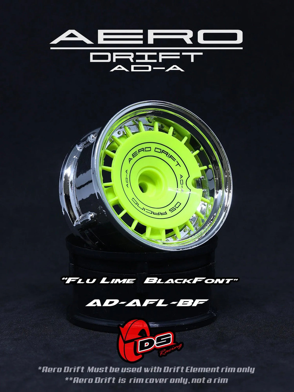 Couvercle Aero Drift pour Drift Element Slope, roues DS Racing, conçu pour améliorer la performance et l'aérodynamisme.
