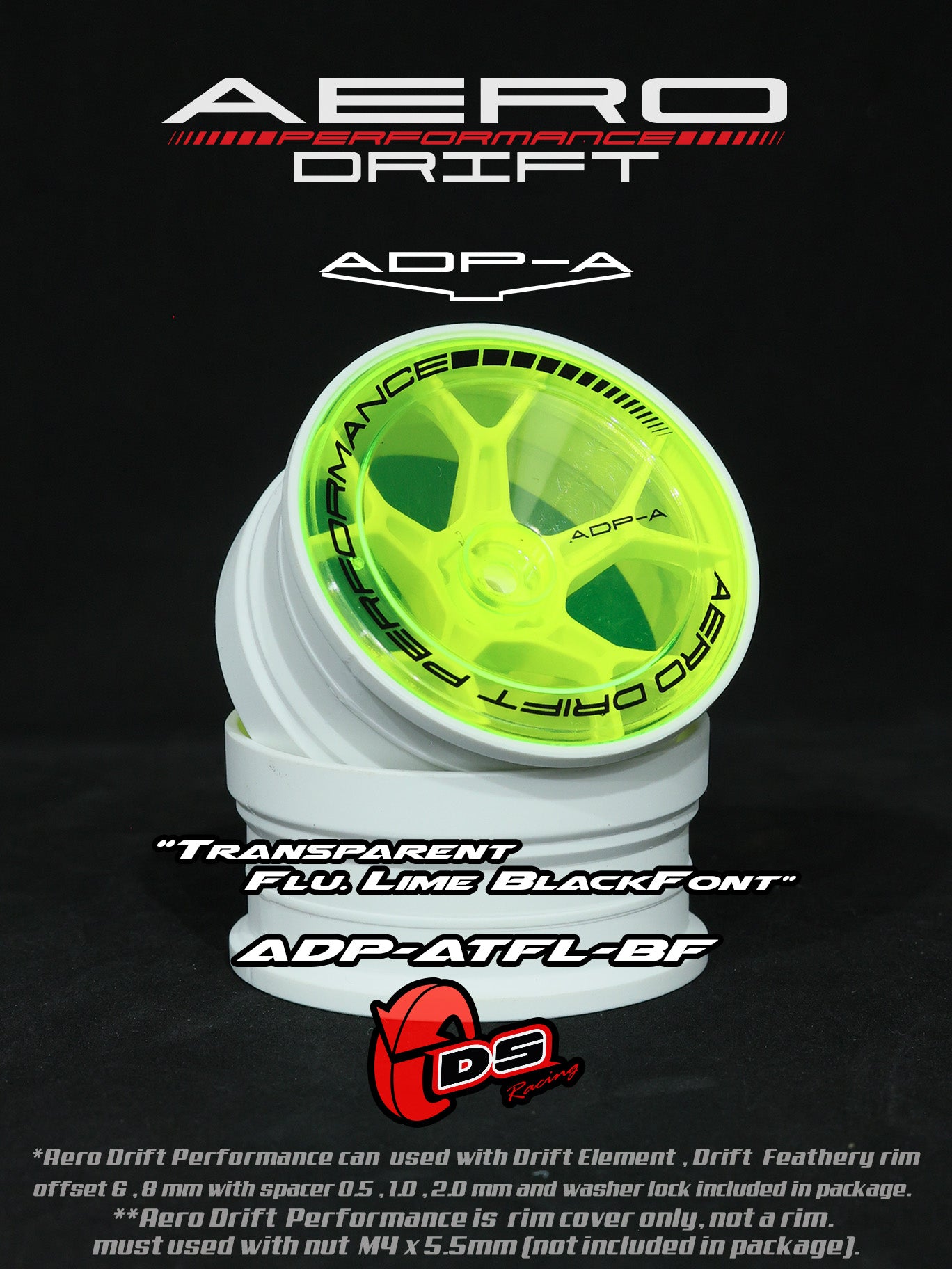 Couvercle aero performance drift pour drift element - Sloped - Vert Fluo - DS Racing - ADP-ATFL-BF - DriftParadiZ