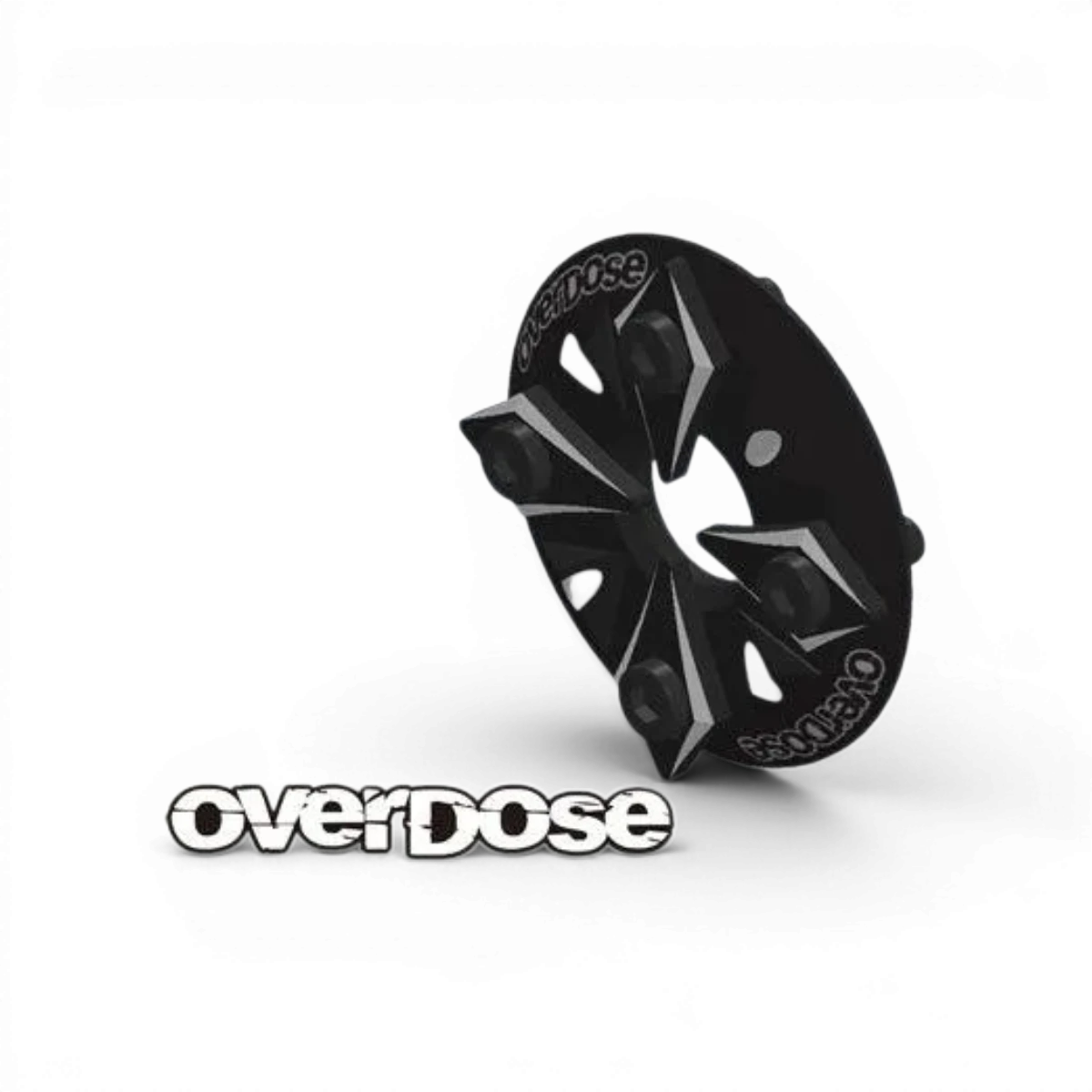 Couvercle couronne en aluminium pour pièces détachées, marque Overdose, avec finition métallique, visible sur l'image.