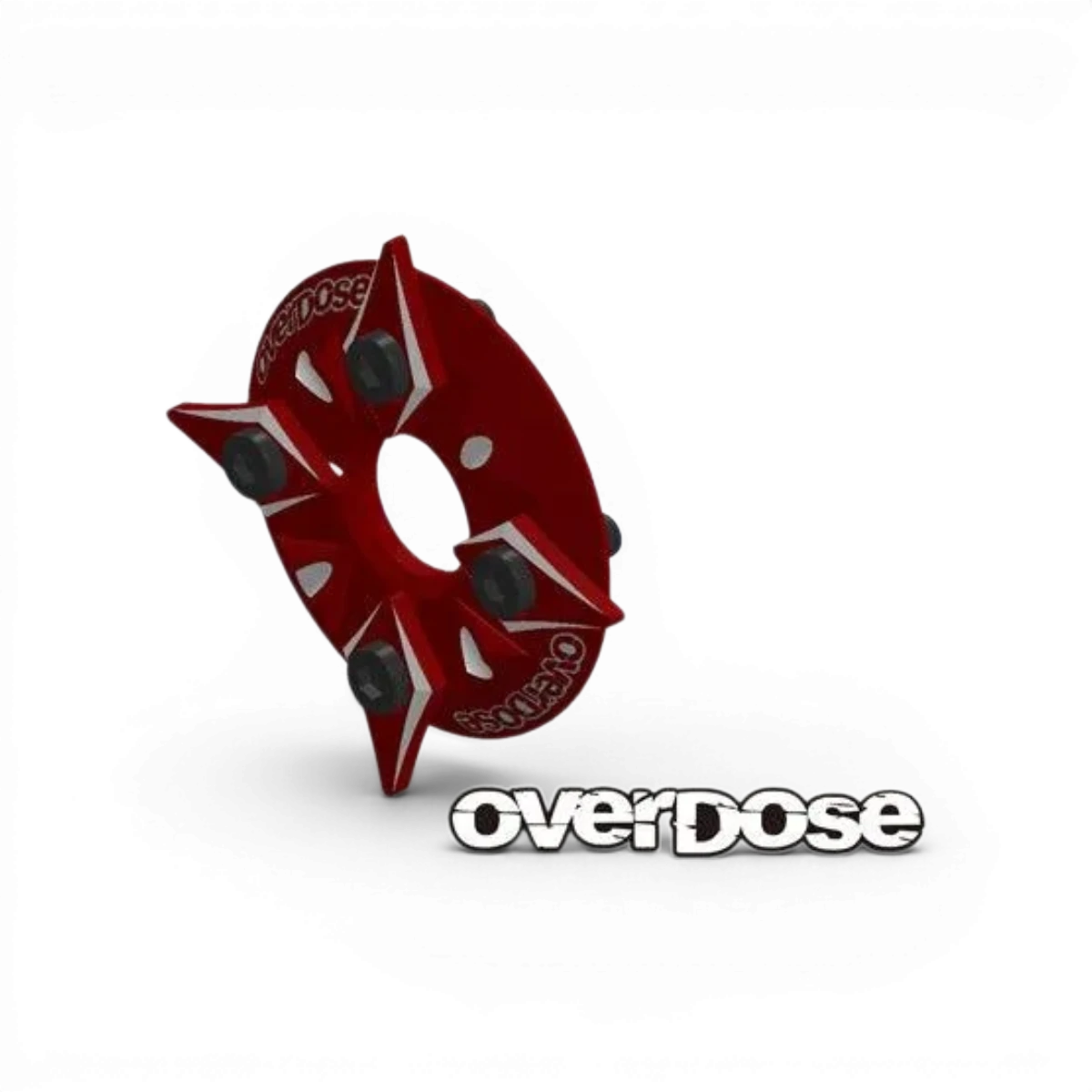 Couvercle couronne en aluminium pour pièces détachées, fabriqué par Overdose, visible avec détails en aluminium brillant.