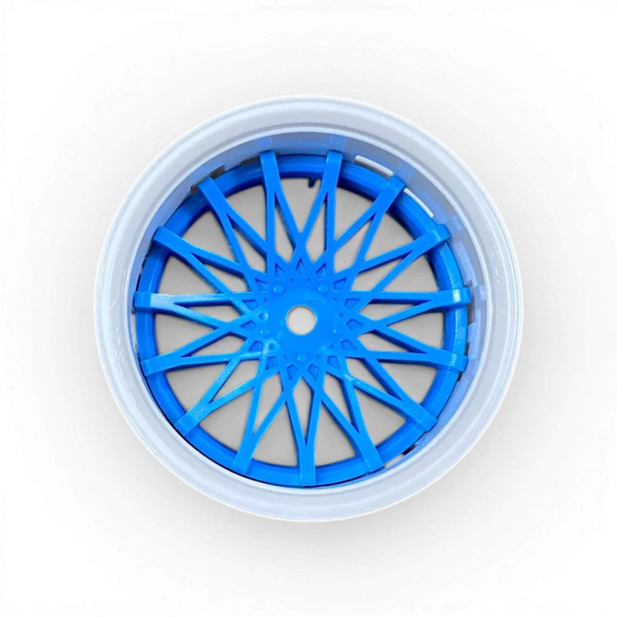 Roues Tetsujin Dahlia blanc et bleu, ensemble pour drift, avec motif moderne et design élégant.