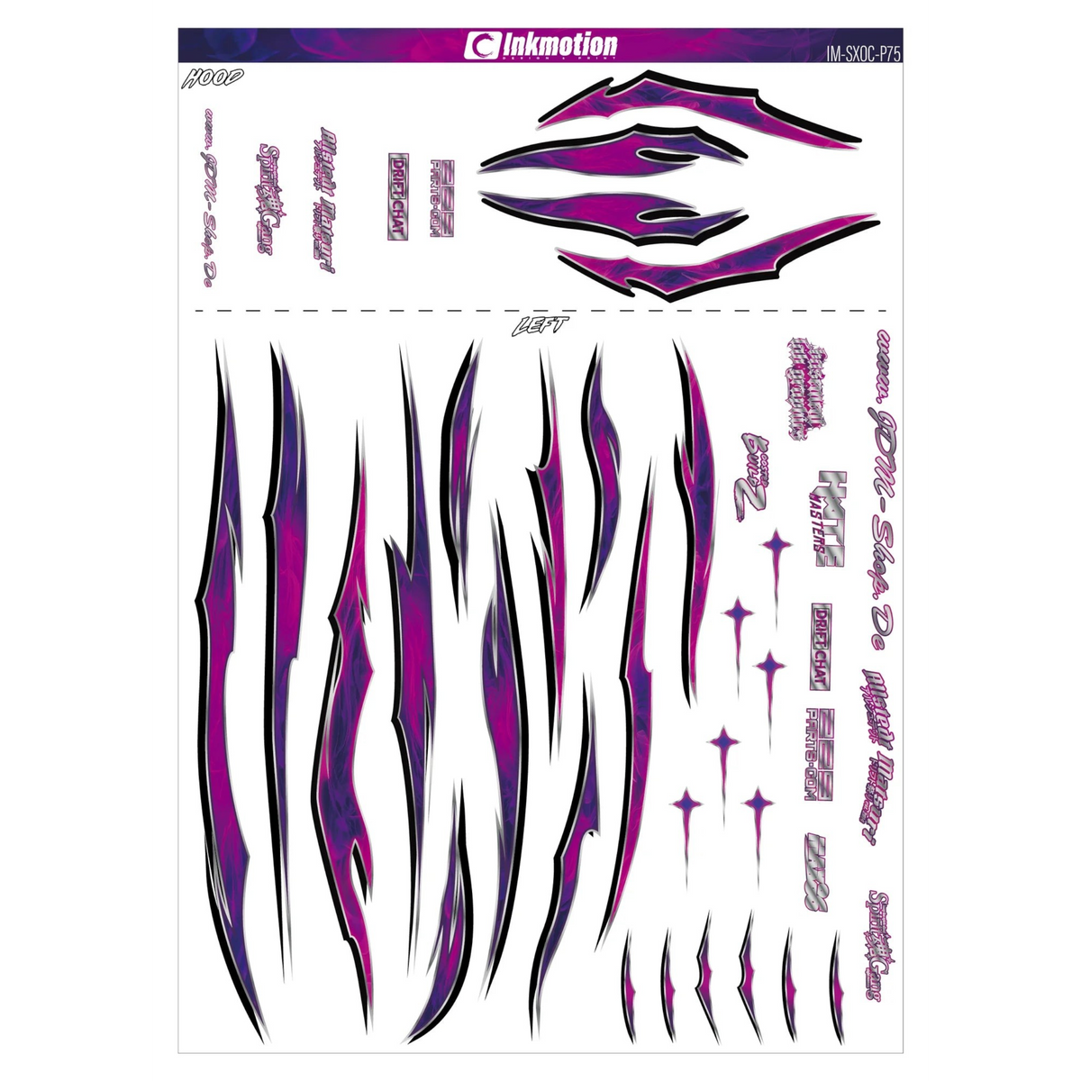 Décoration complète autocollante Skidclub Inkmotion avec design coloré pour personnaliser votre espace ou véhicule.