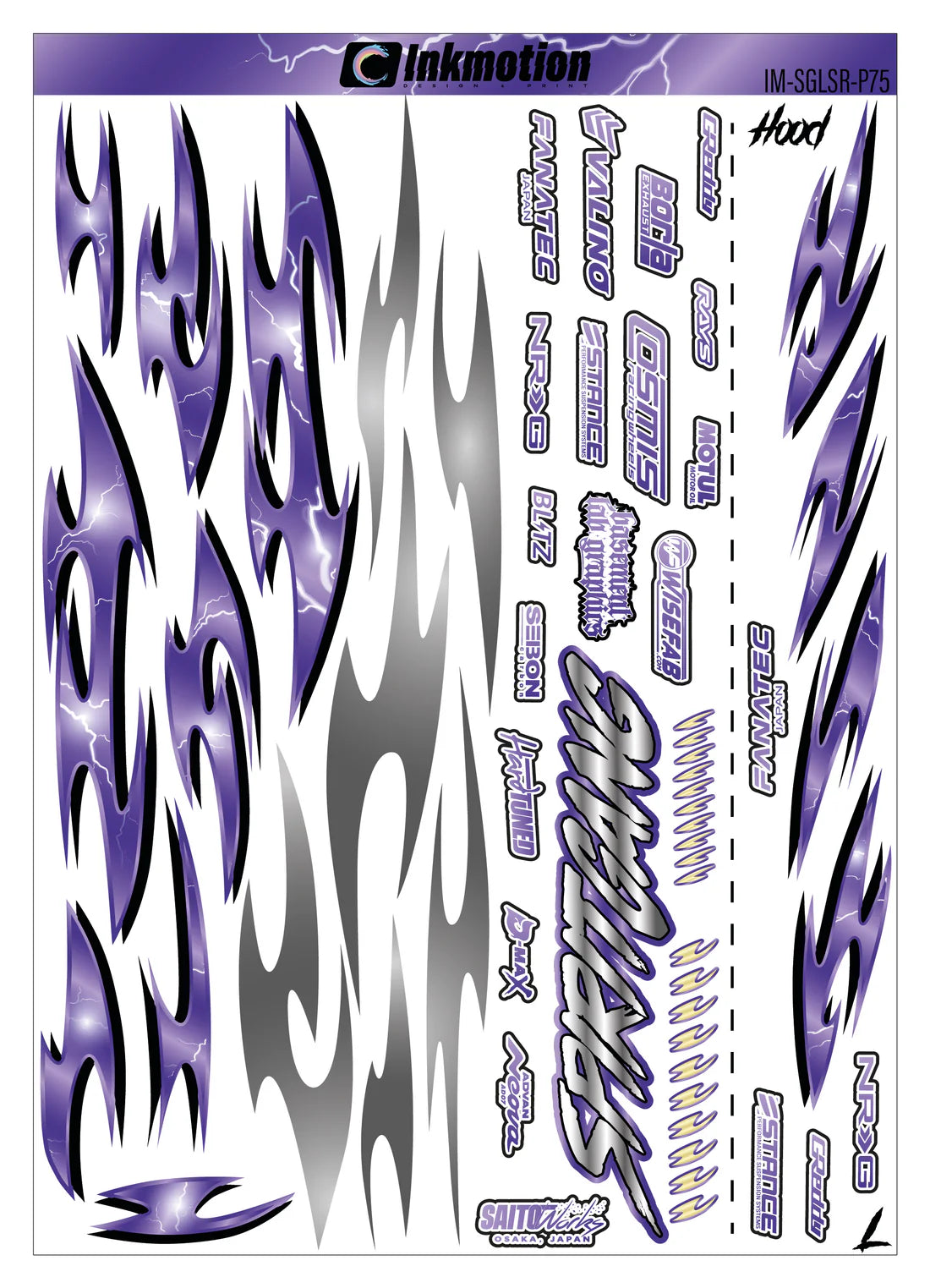 Décoration complète autocollante Spirit Gang Lightning Storm Purple d'Inkmotion, motif de tempête violette avec éclairs.