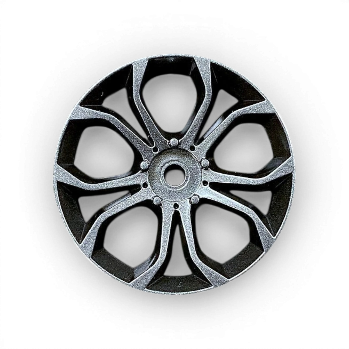 Roues Tetsujin Deep Spyder Gunmetal avec finition métallique foncée, montrant le design détaillé et la texture de la surface.