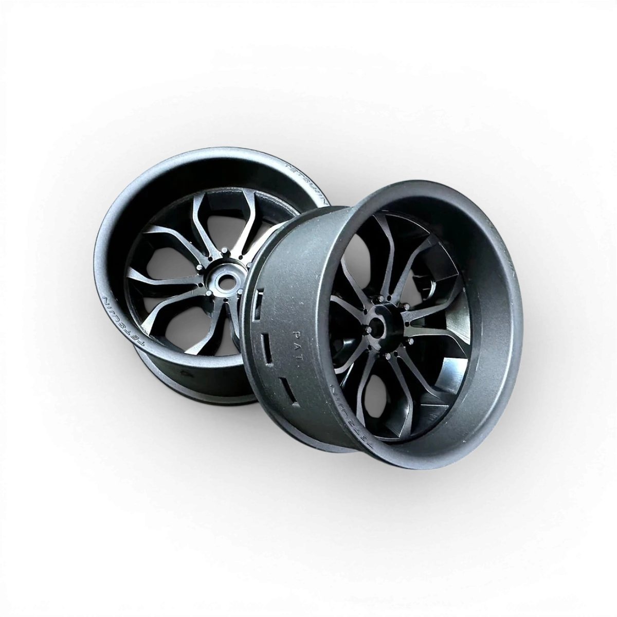 Ensemble de roues Tetsujin Deep Spyder Noir mat, design sportif avec détails en noir pour voitures de drift.