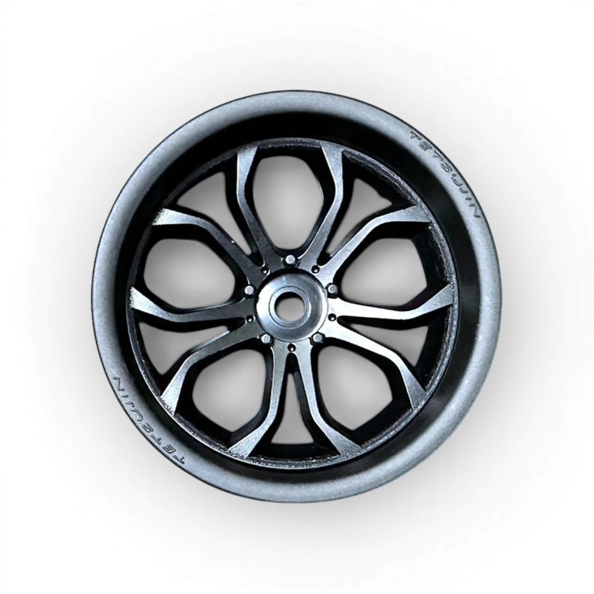 Roues Tetsujin Deep Spyder Noir mat set pour véhicule, avec design sportif et finition élégante visible sur la photo.