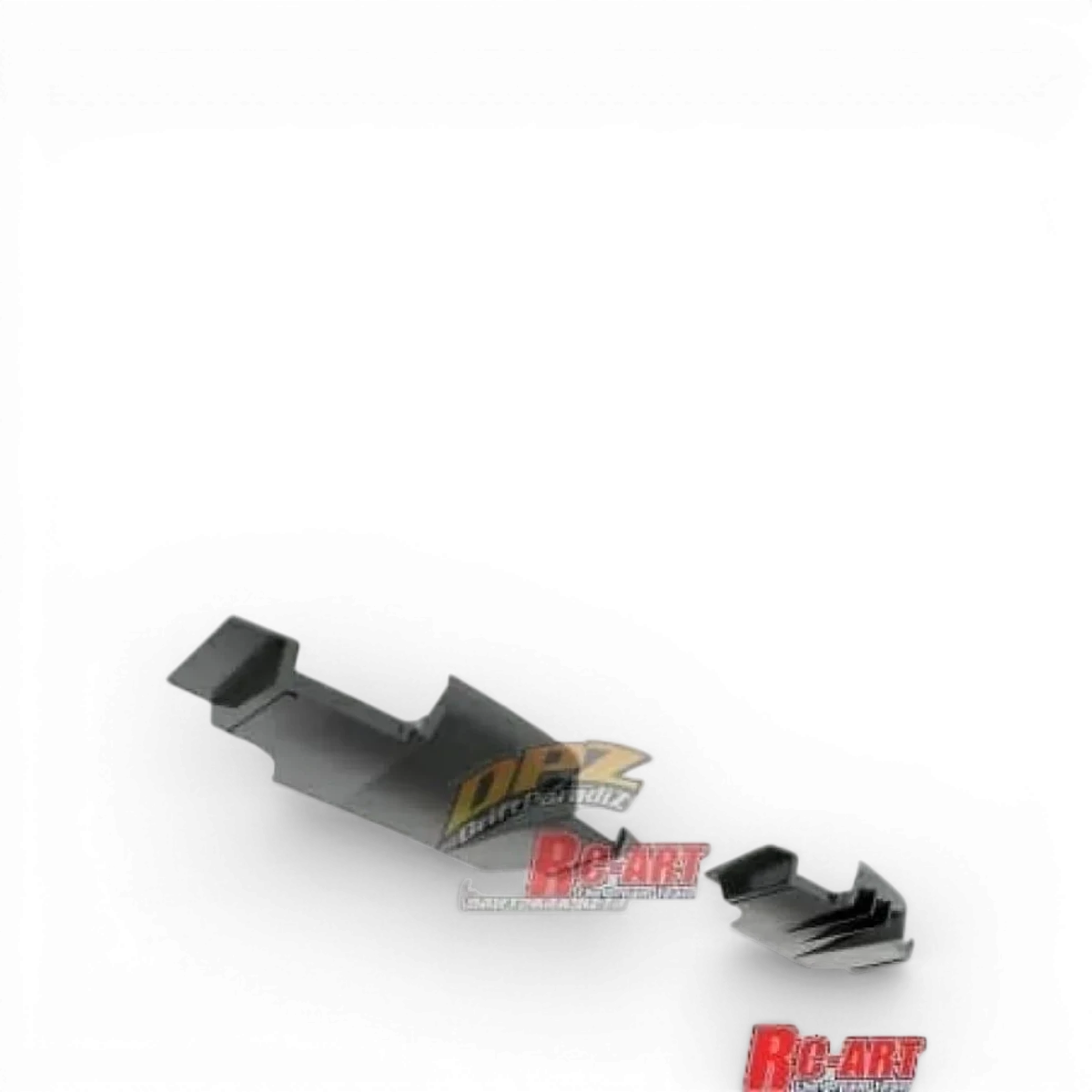 Diffuseur universel RC Art pour carrosseries, en plastique noir avec détails aérodynamiques, conçu pour améliorer la performance.