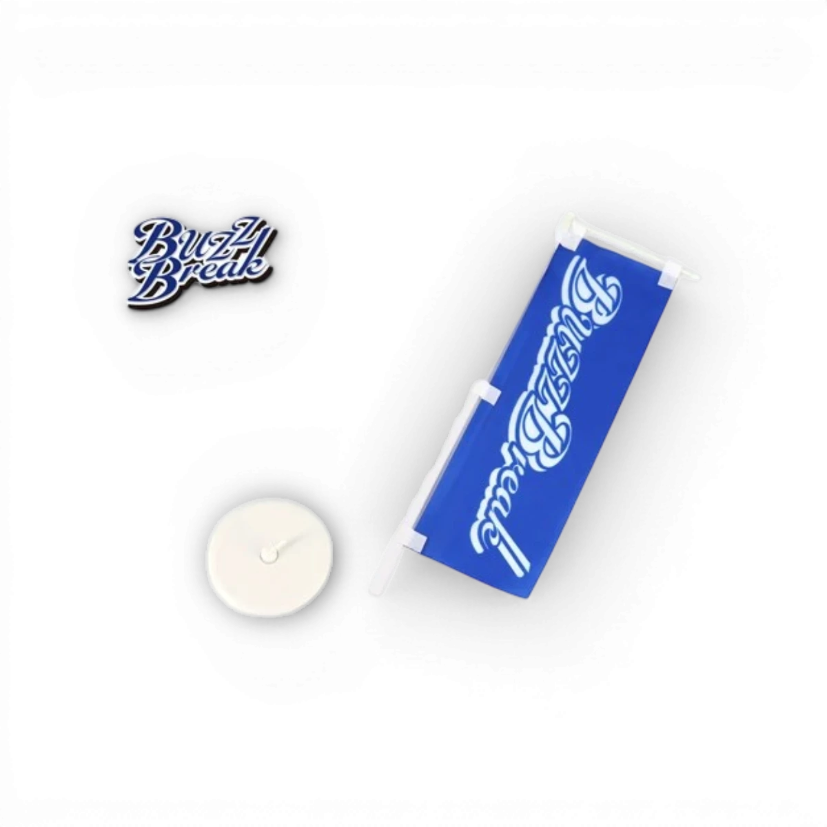 Drapeau de 1/10e stand - Ver.1 de BuzzBreak, drapeau de promotion noir et blanc avec logo, pour véhicules radiocommandés.