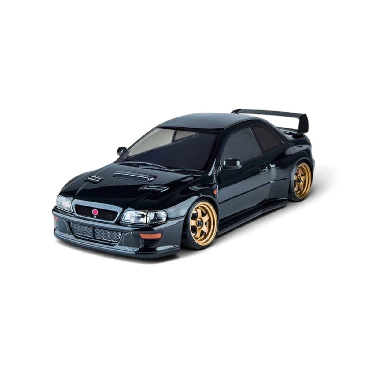 Carrosserie DriftParadiZ 22B noire pour voiture RC 1/10 avec jantes dorées et aileron arrière