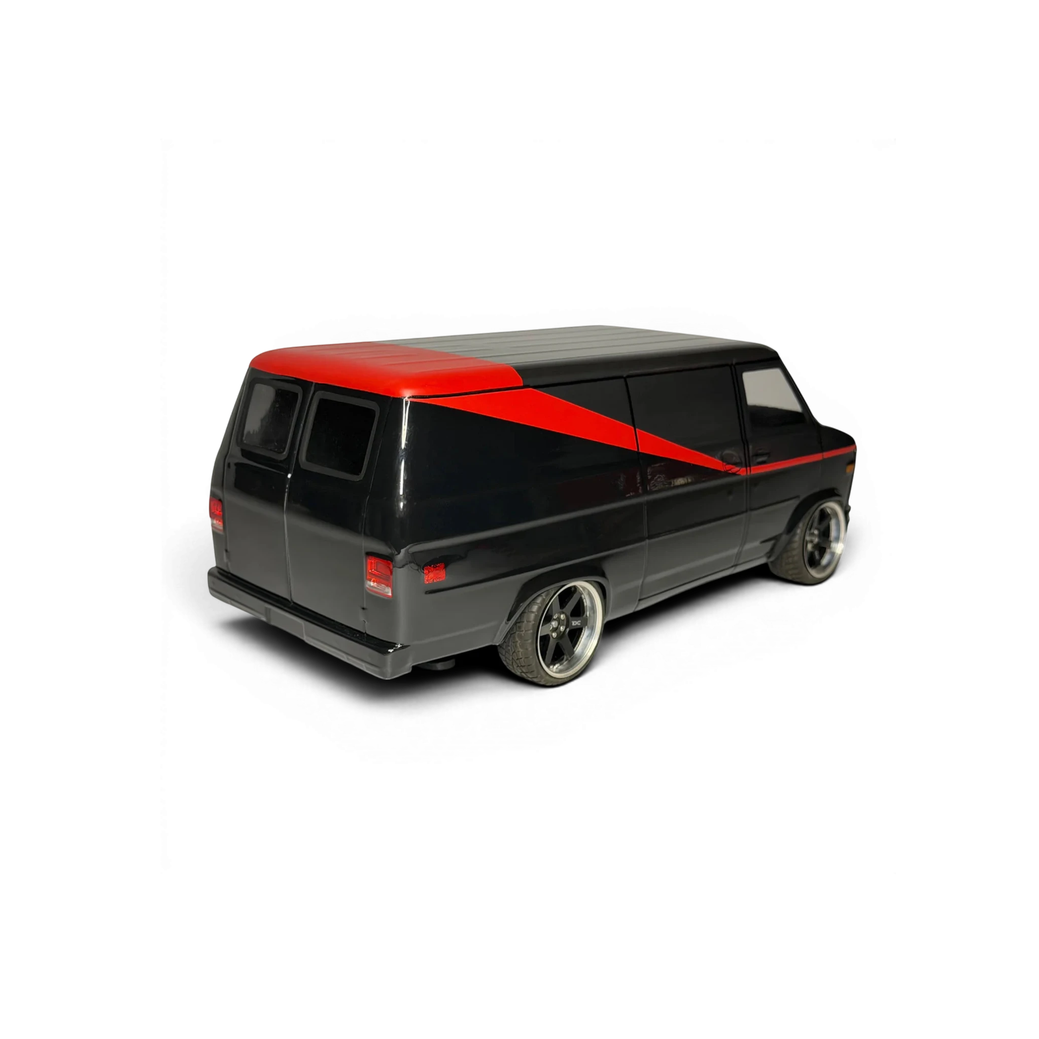 Carrosserie DriftParadiZ GMC Vandura 1983 échelle 1/10 en polycarbonate noir avec détails rouges pour voiture RC