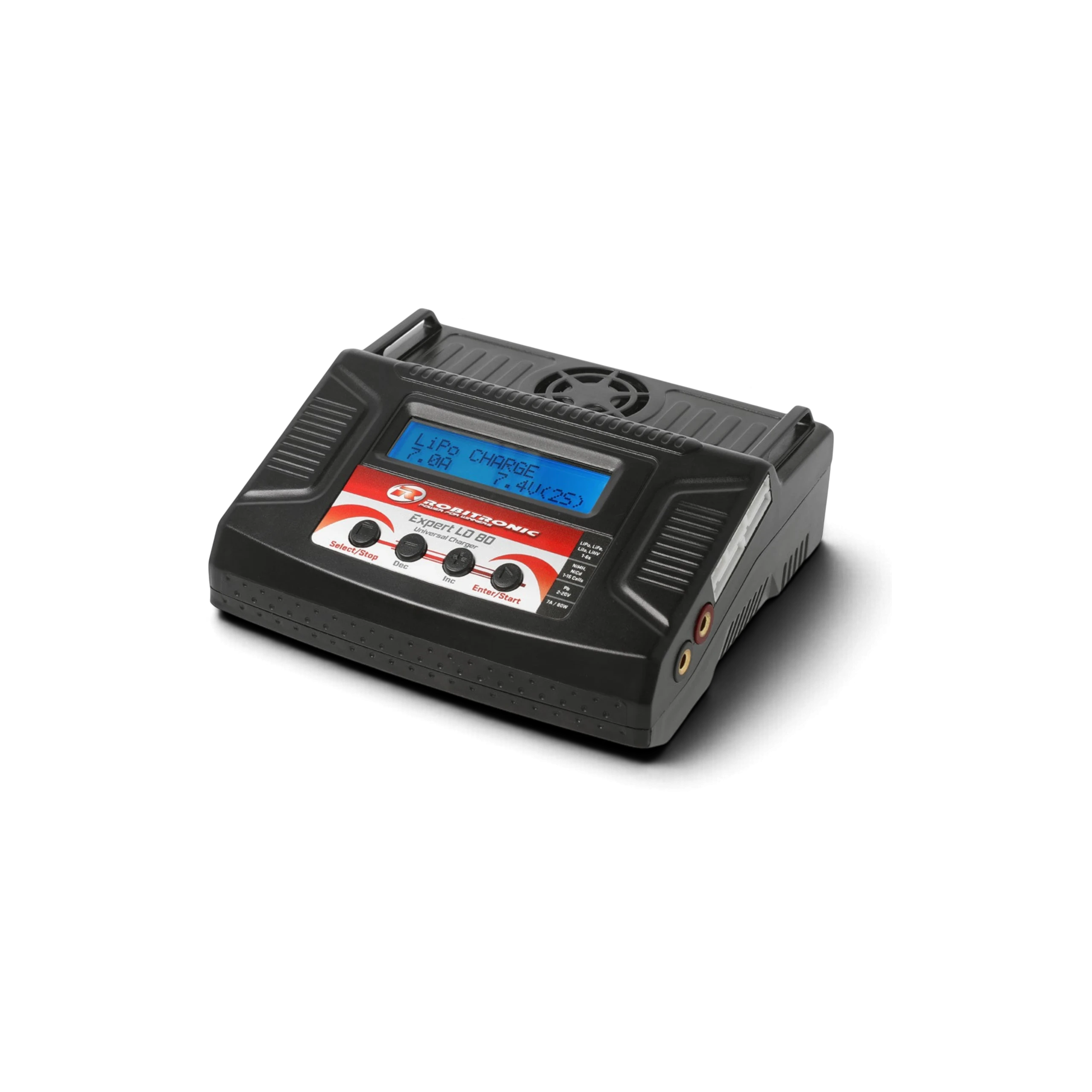 Chargeur multifonction Robitronic Expert LD 80 V2 pour batteries RC avec écran LCD, vendu par DriftParadiZ