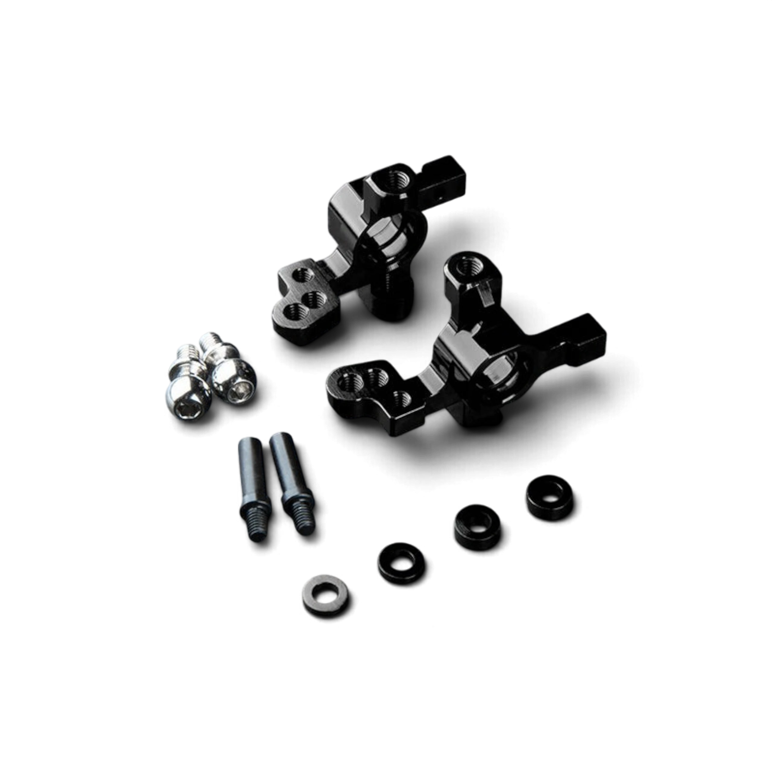 Kit de fusées avant DriftParadiZ ATK V3 en aluminium noir pour voiture RC drift, offrant une direction précise.