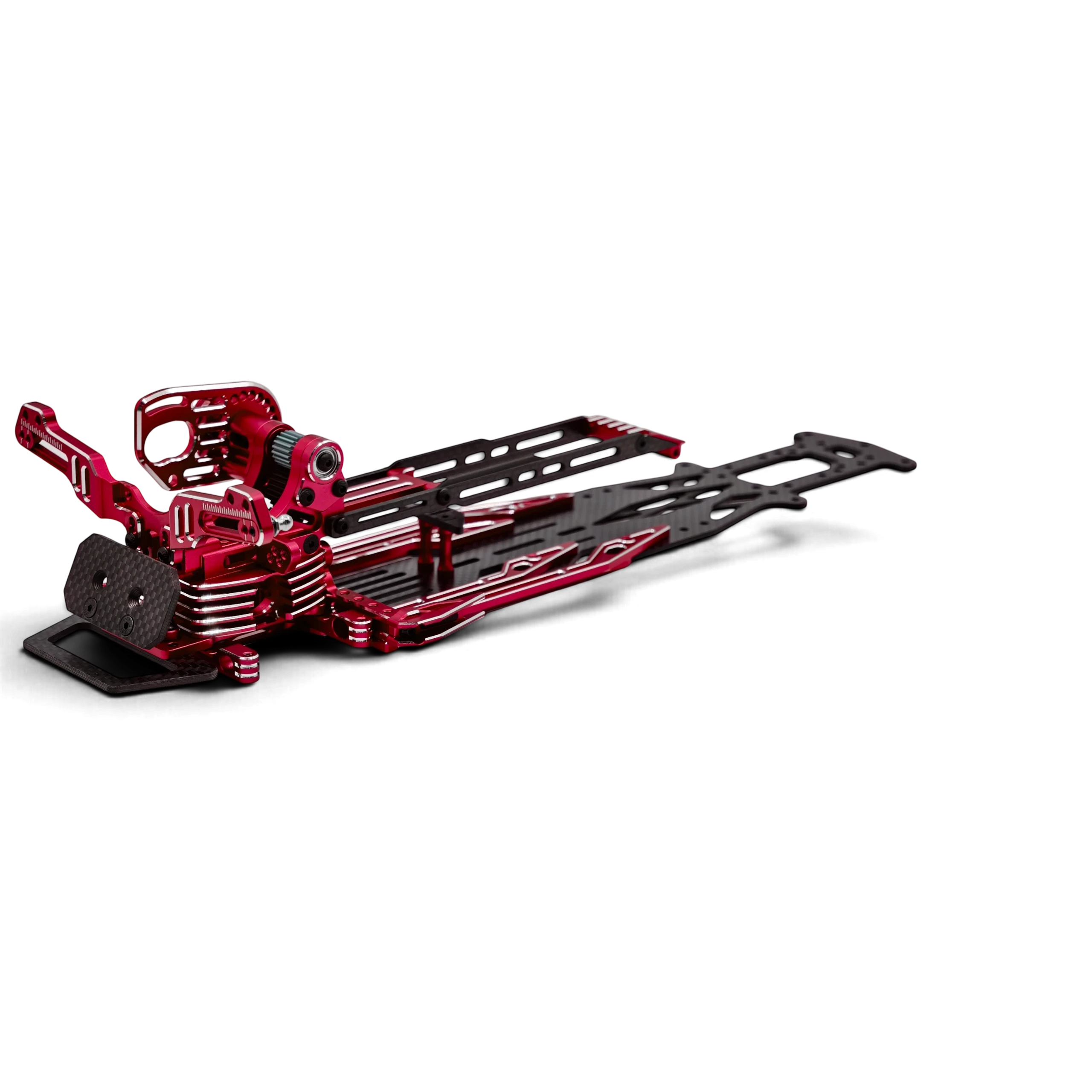Kit de conversion châssis SV2 Rhino Racing DriftParadiZ avec platine carbone et pièces en aluminium anodisé rouge