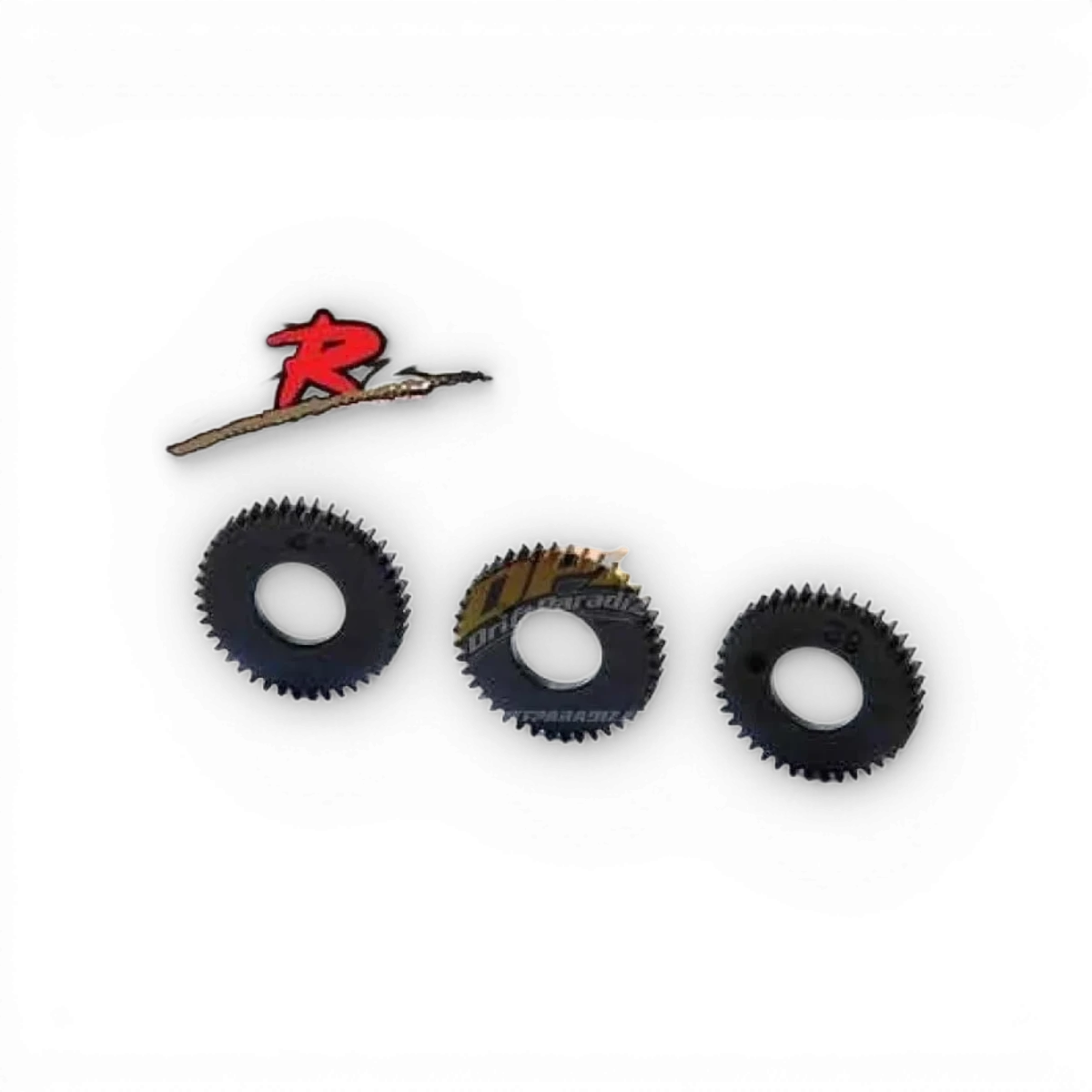 Ensemble de couronnes DRZ/DRZV2 39-41T pour pièces détachées Atomic RC Mini, montrant les couronnes en détail.