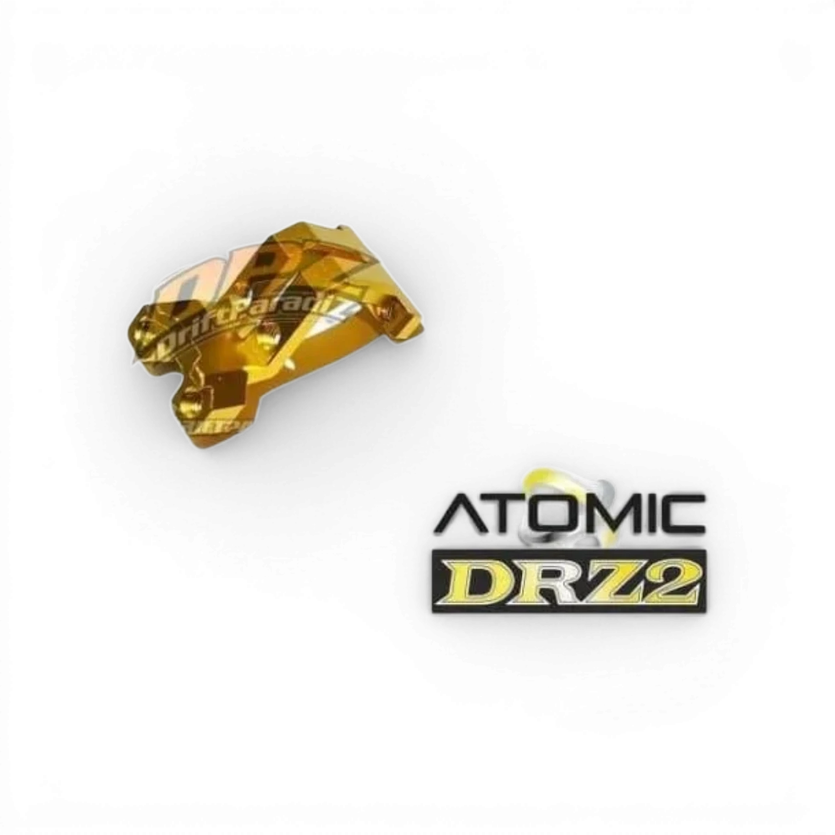 Cellule avant en aluminium pour DRZV2, pièce détachée de la marque Atomic RC Mini, visible avec détails en aluminium.
