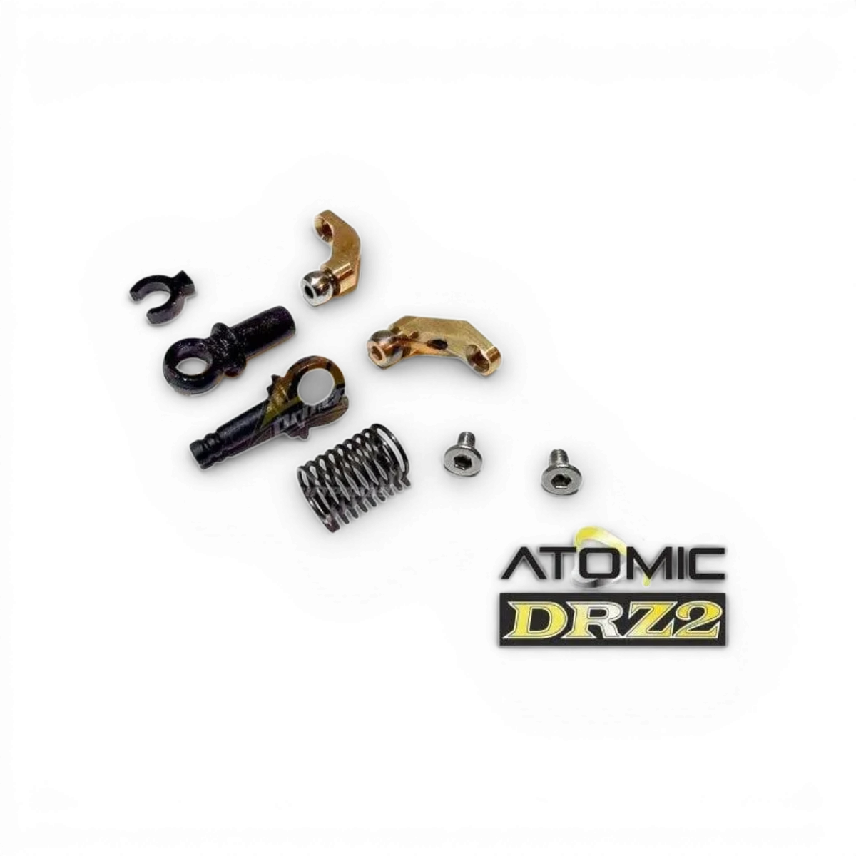 Pièces détachées Atomic RC Mini, conversion DRZV2 "Mono Shock" avant pour voiture radiocommandée, suspension avant en détail
