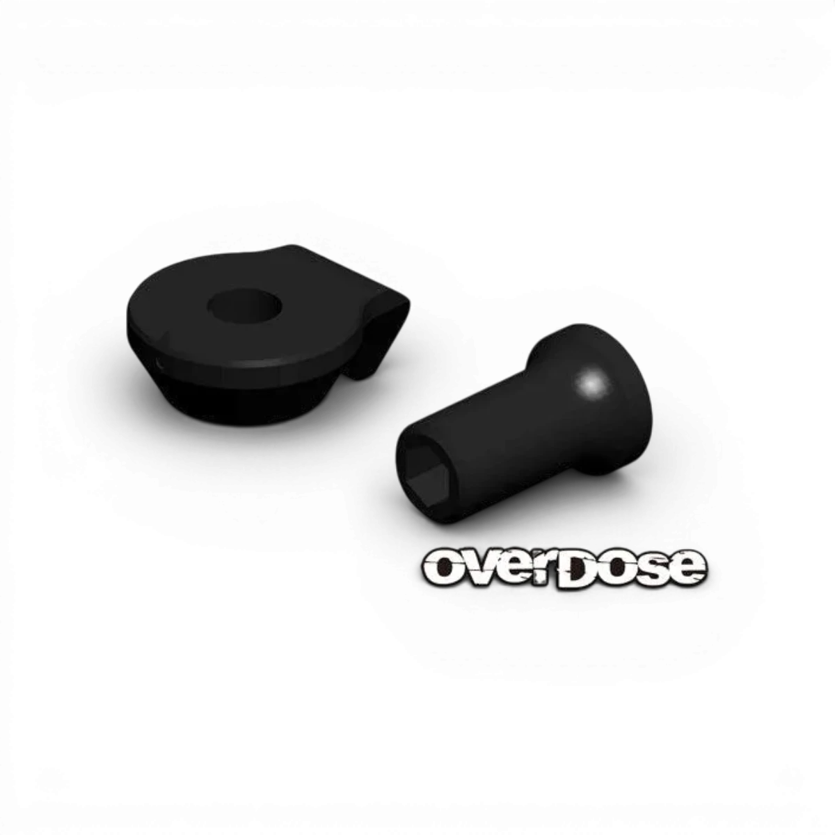 Écrou de réglage et butée pour fusée Type-2, pièce détachée Overdose, en métal, visible avec fixation et vis.